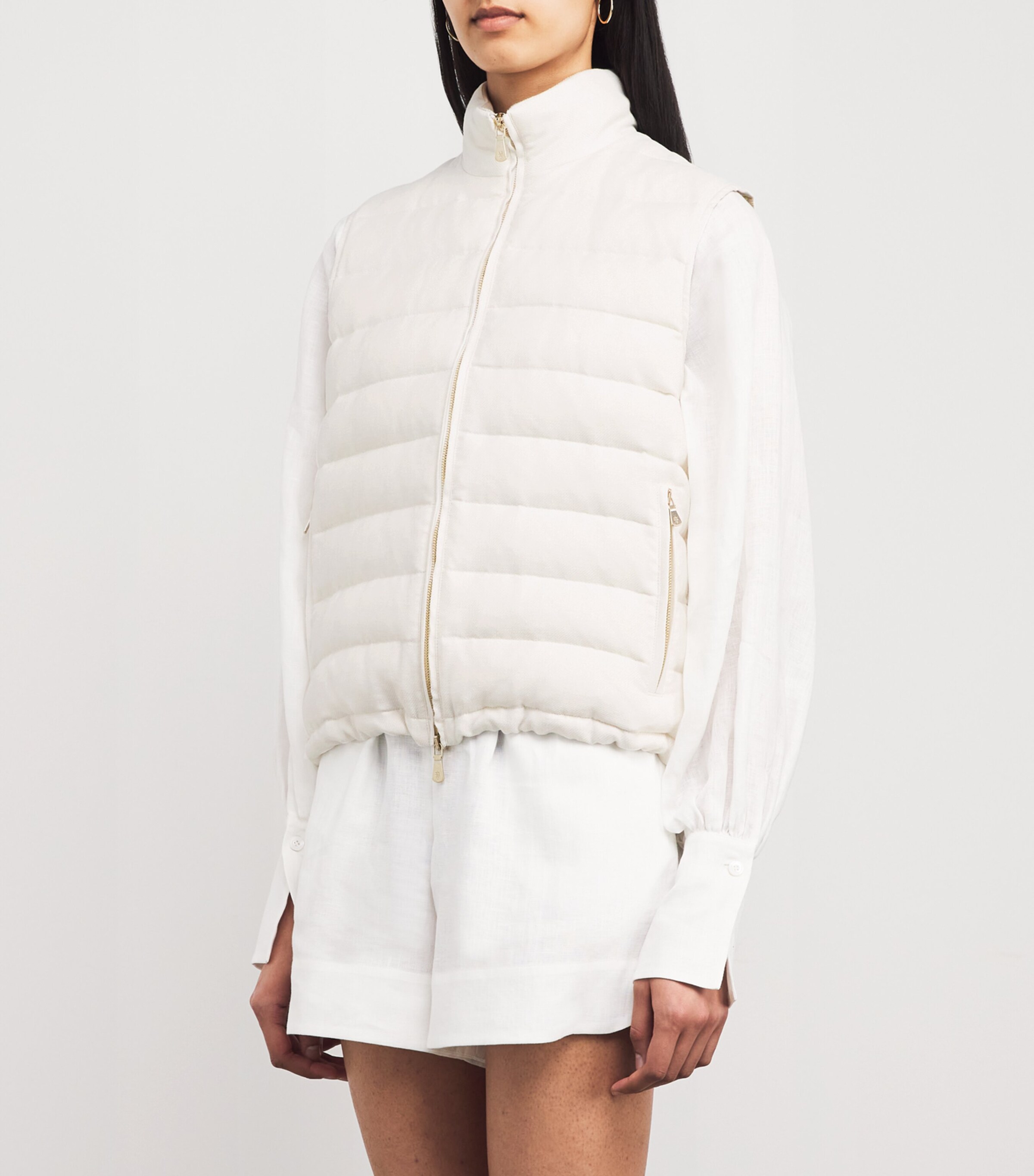 Eleventy Womens Reversible Water-Repellent Down Gilet Bianco Image 3