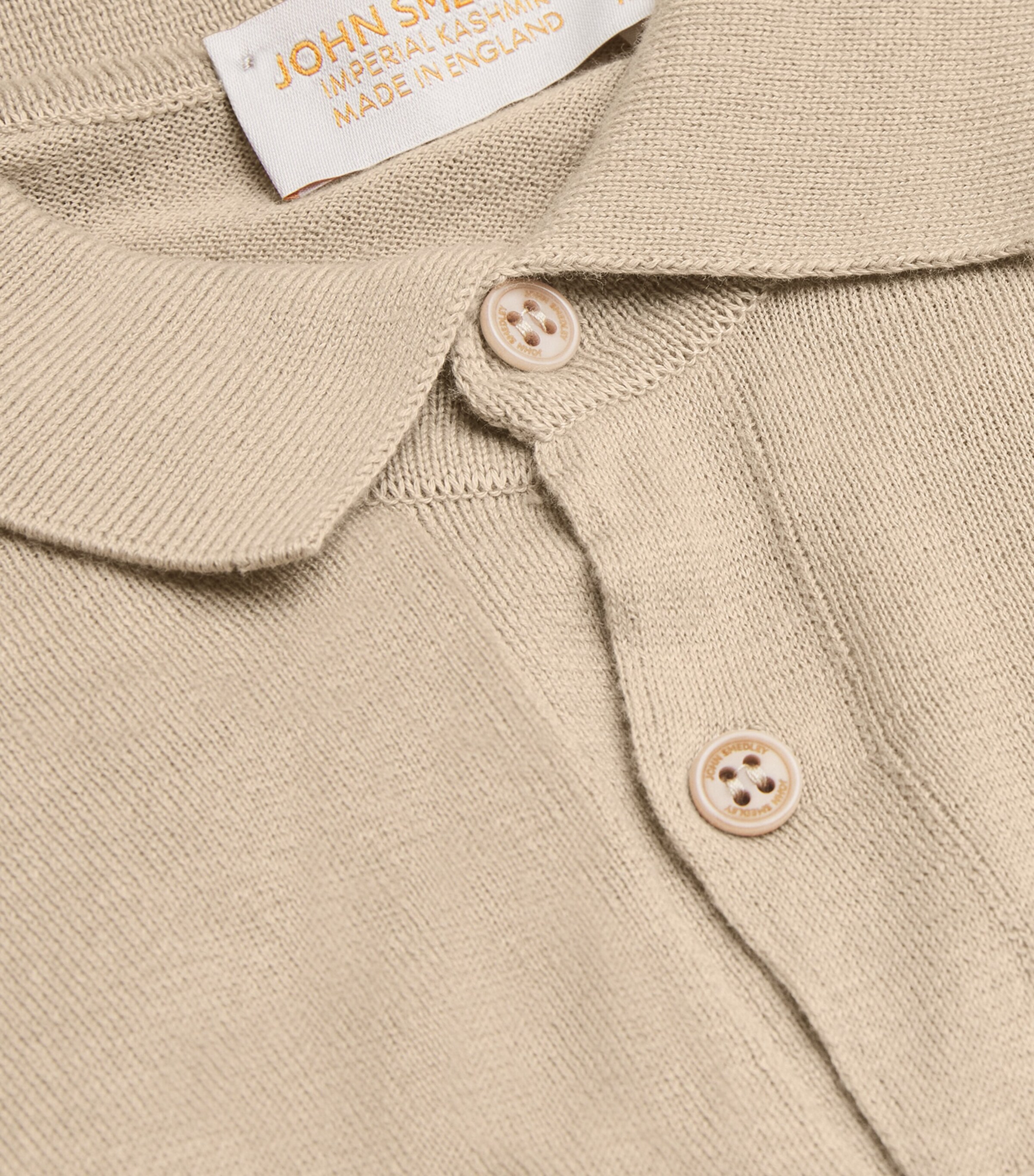 John Smedley Mens Cotton-Cashmere Elias Polo Shirt Flax Image 5