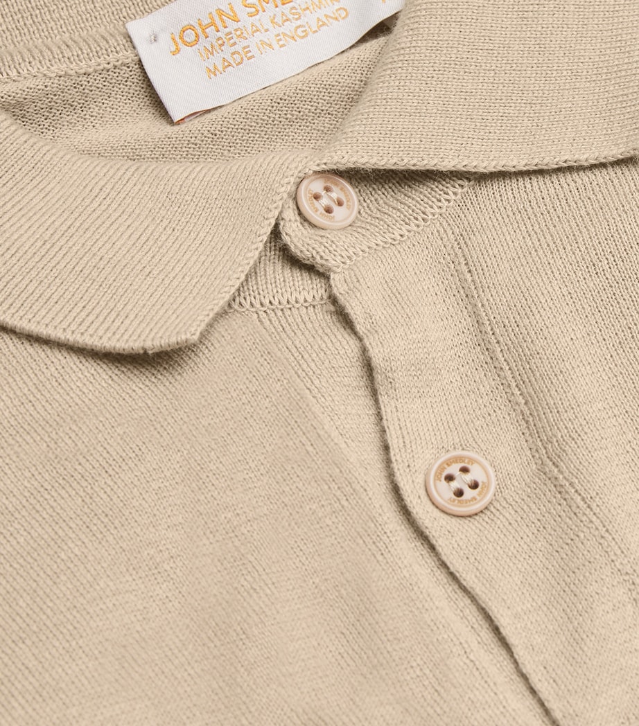 John Smedley Mens Cotton-Cashmere Elias Polo Shirt Flax Image 5