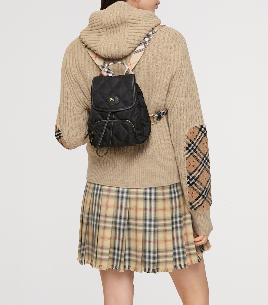 Mini Quilted Horseshoe Backpack BLACK Image 2