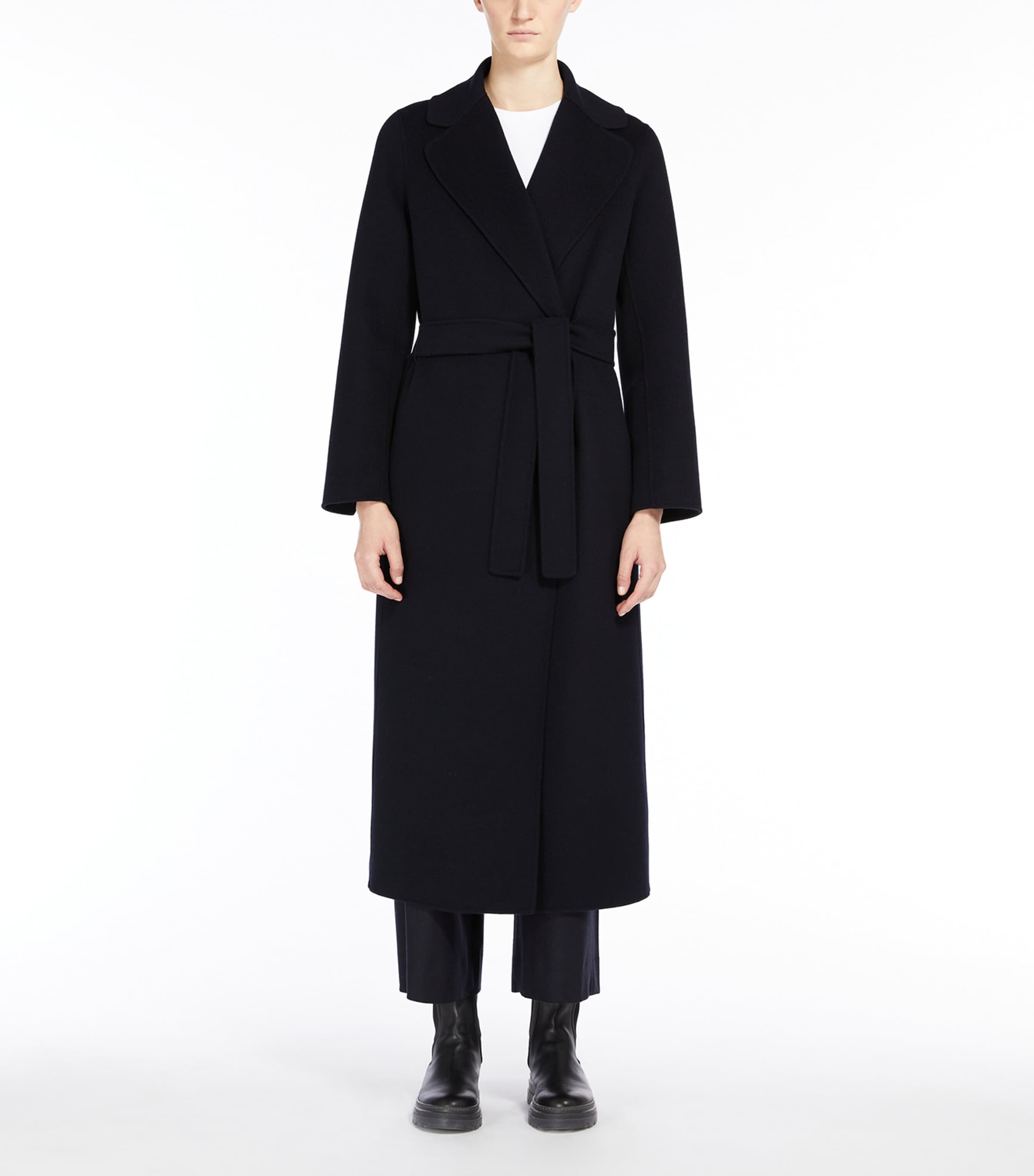 Max Mara Womens Virgin Wool Poldo Wrap Coat Midnightblue Image 2