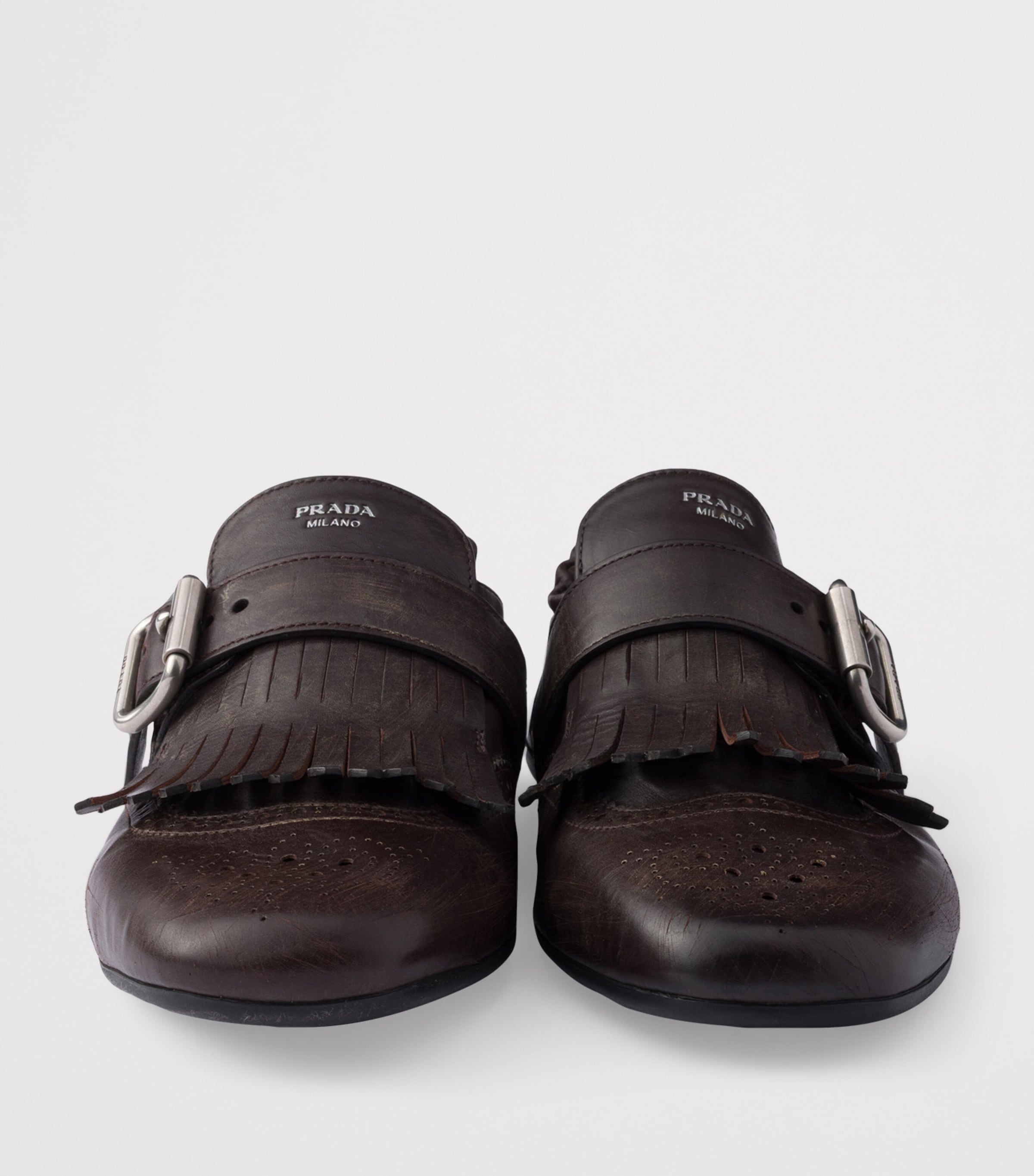 Leather Fringed Shuffle Loafers F0003 Image 6