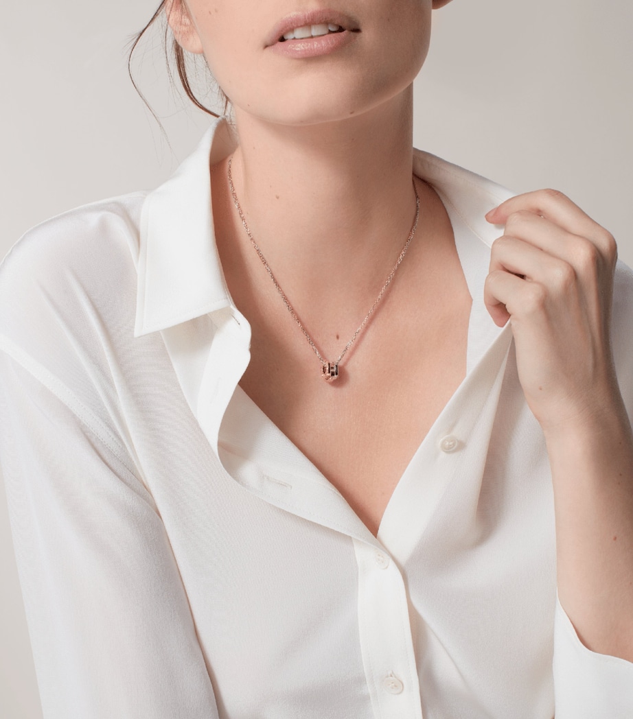 White, Rose Gold and Diamond LOVE Necklace ROSE GOLD Image 4