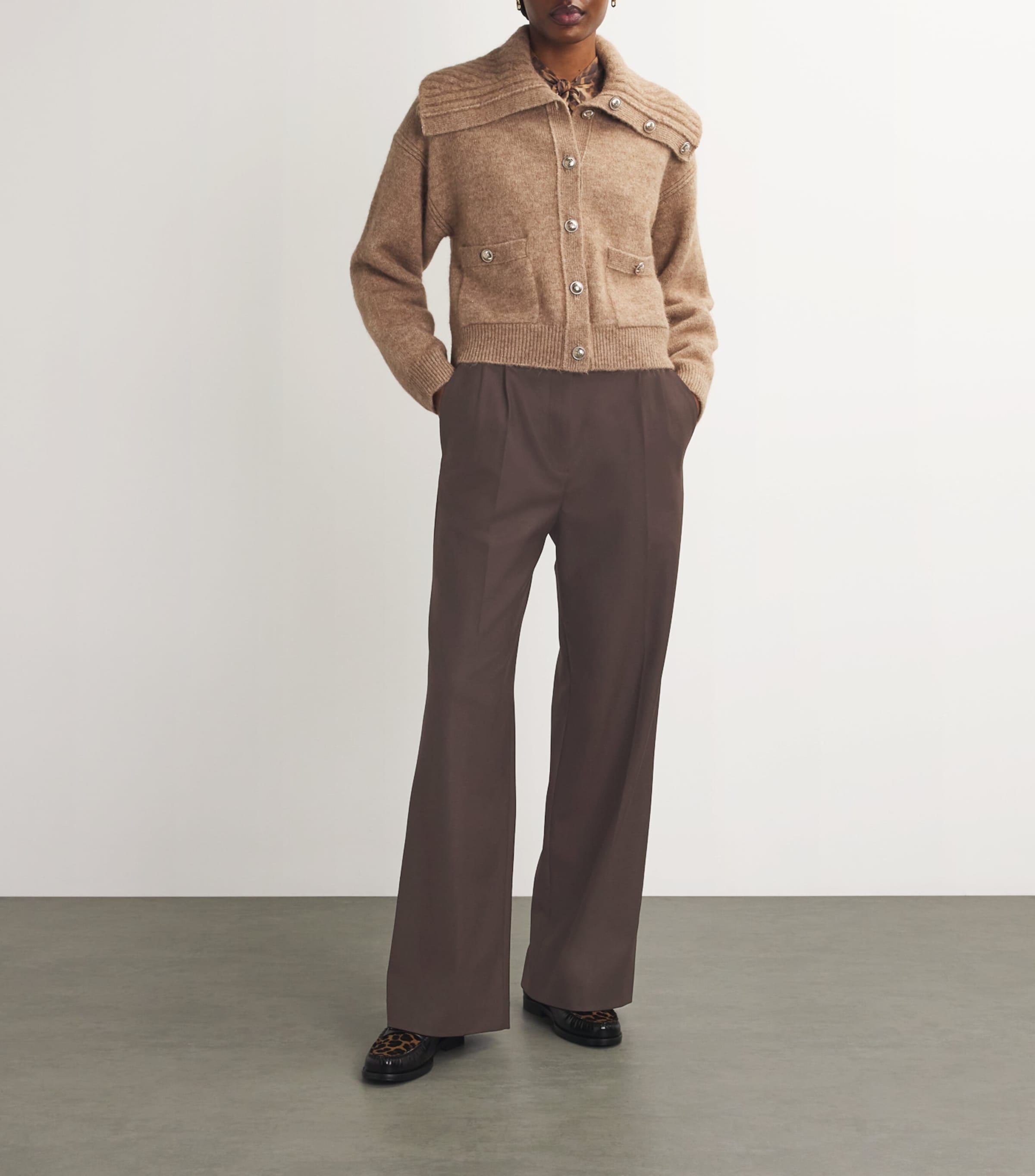 Wide-Leg Tailored Trousers BROWN Image 2