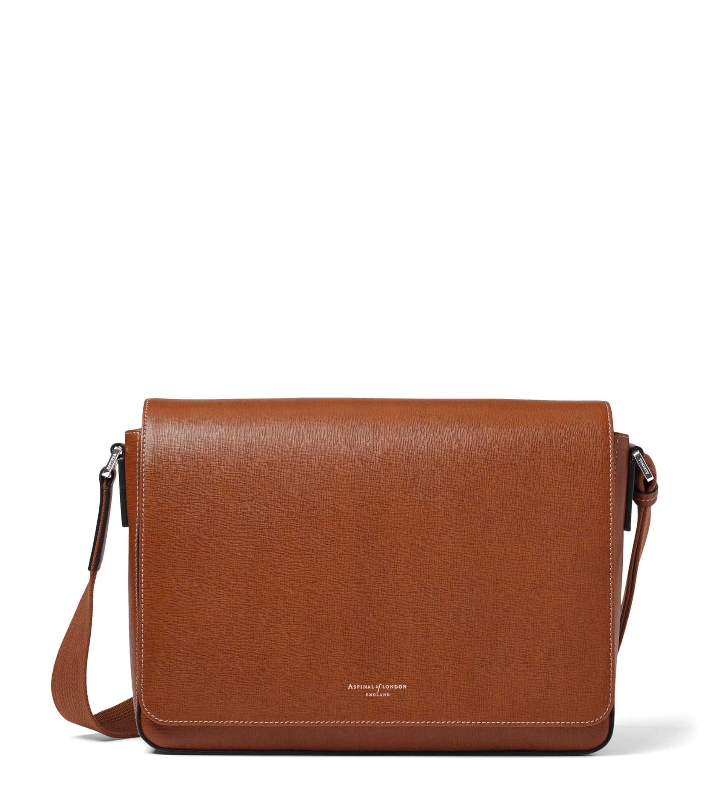 Aspinal Of London Leather Reporter Messenger Bag Chestnut Image 1