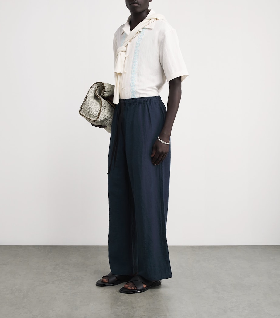 Wide-Leg Drawstring Trousers NAVY Image 2