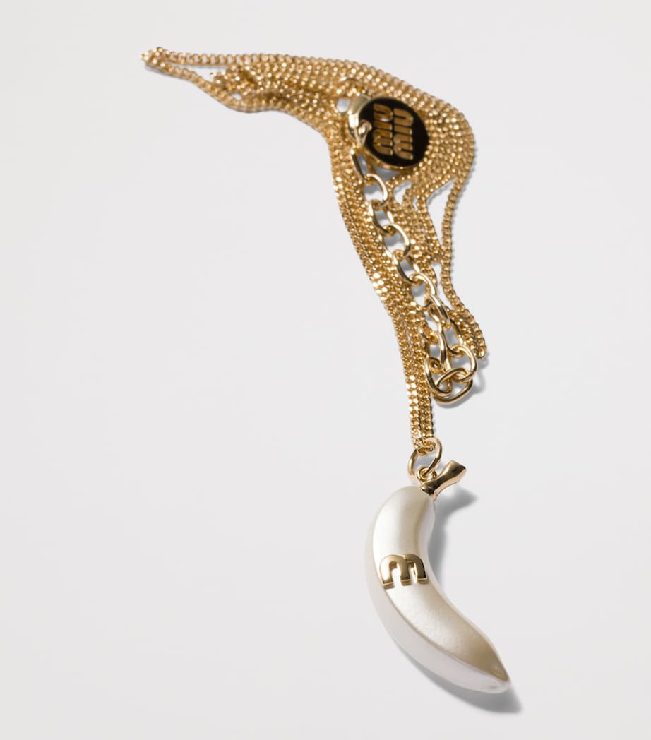 Miu Miu Pearlised Pendant Necklace Gold/silver Image 3