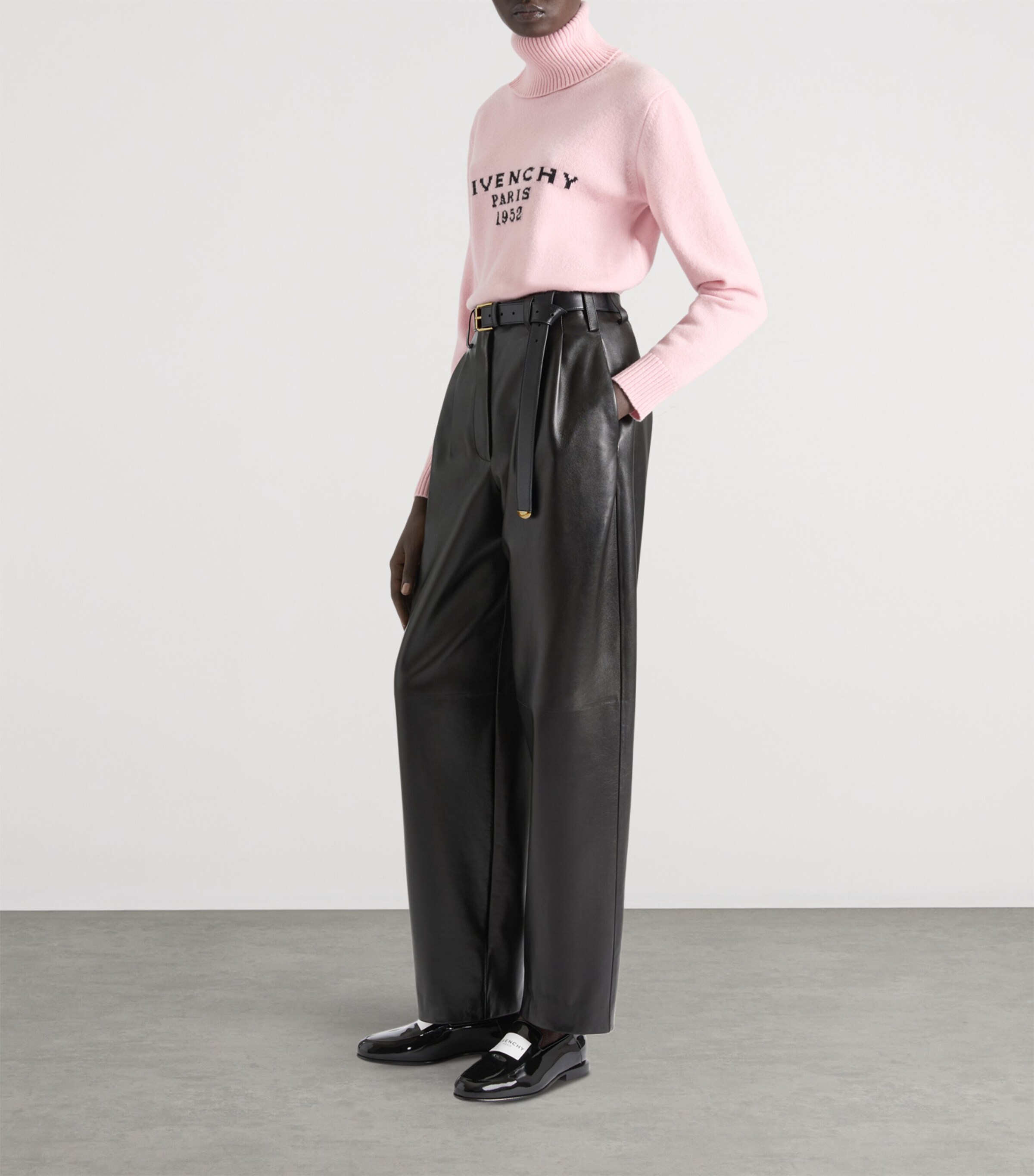 Givenchy Womens Wool-Cashmere Logo Rollneck Sweater Light Pink Image 2