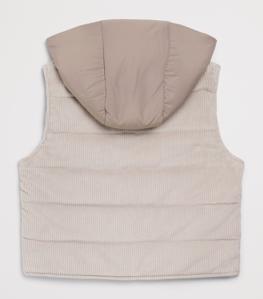 Eleventy Kids Corduroy Hooded Gilet (2-16 Years) Grey Image 2