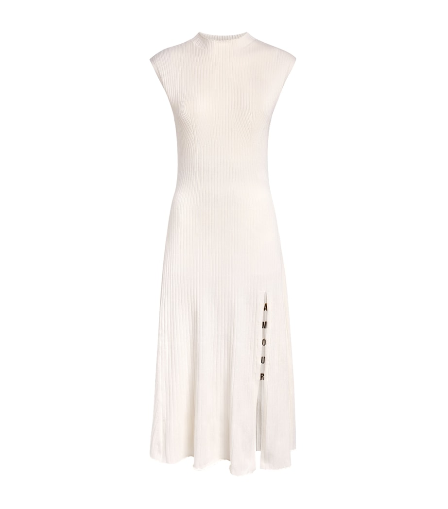 Maje Womens Rib-Knit Midi Dress Ecru Image 1