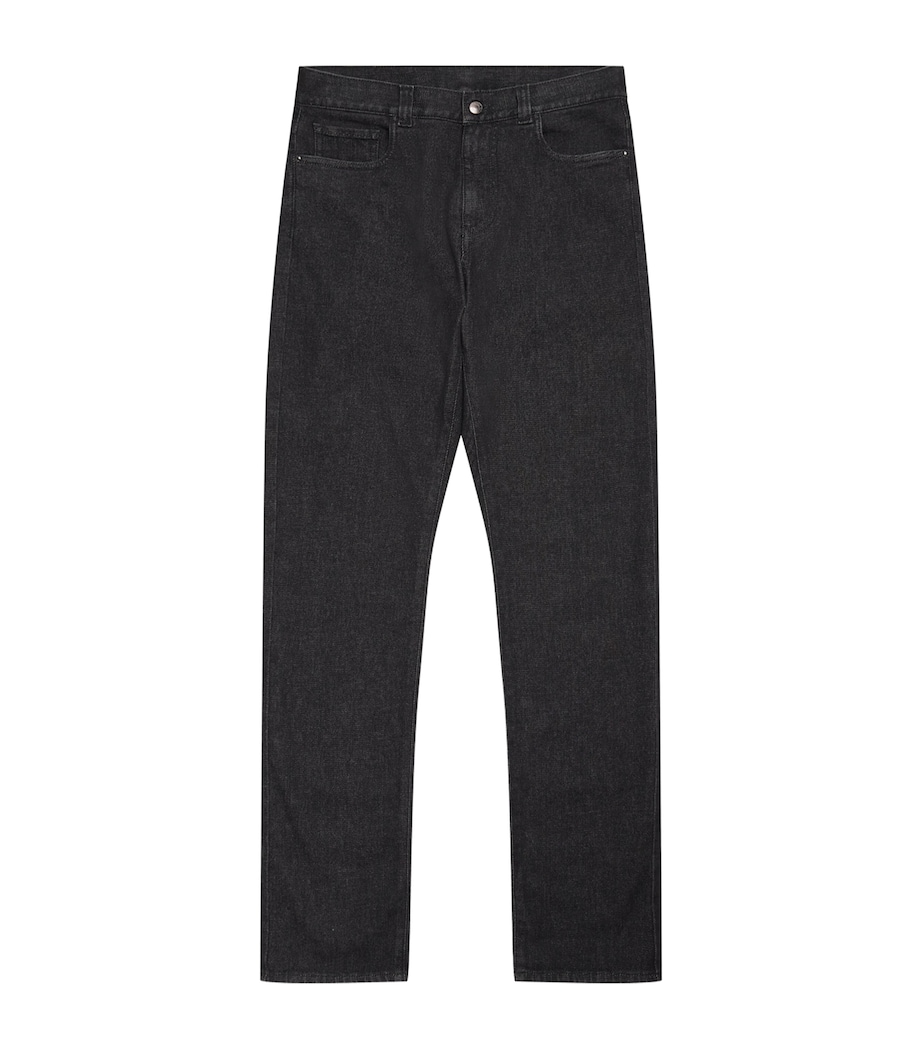 Canali Mens Stretch-Cotton-Cashmere Straight Jeans Black Image 1