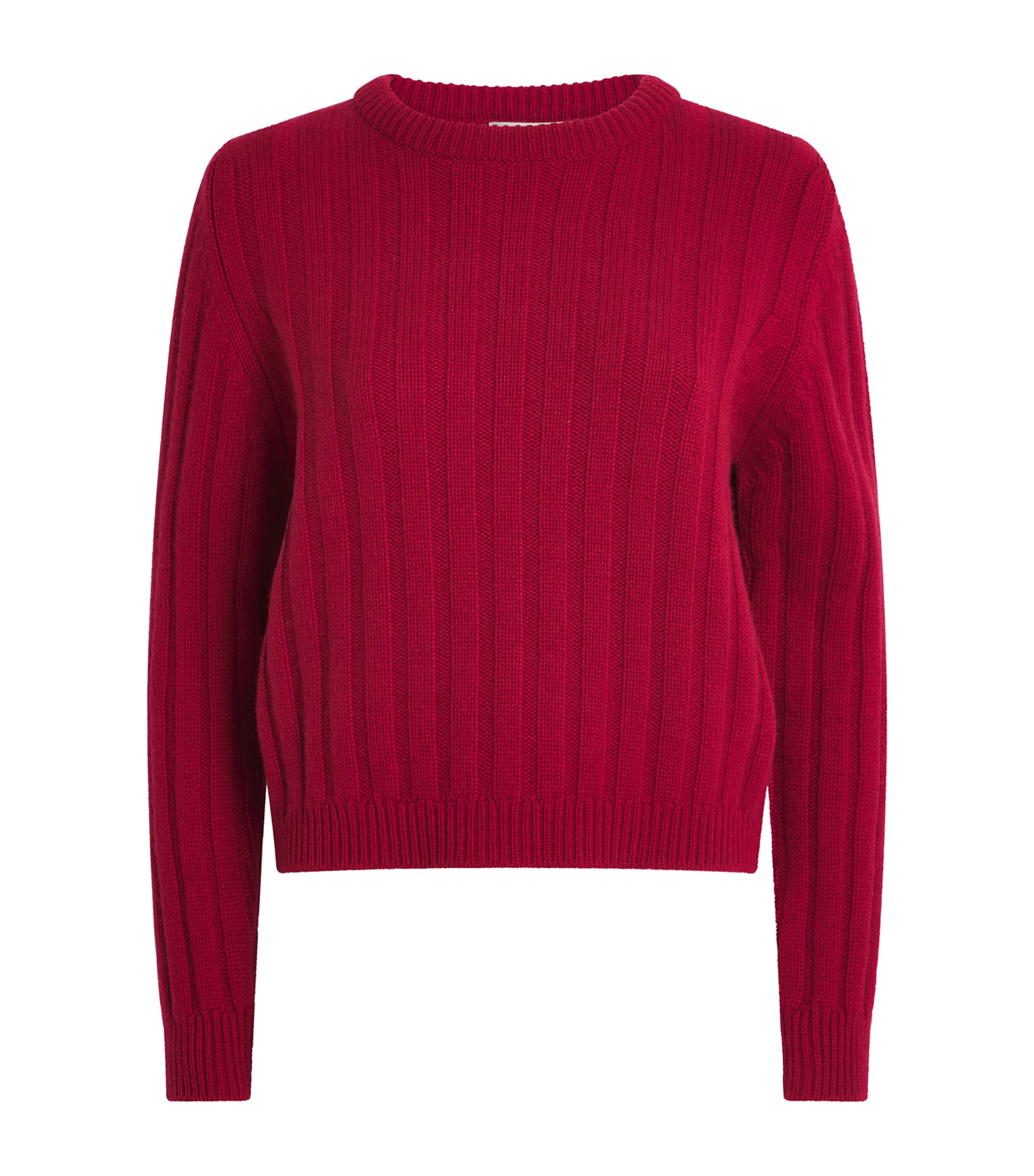 Johnstons Of Elgin Womens Cashmere Ribbed Lecht Sweater Claret Image 1