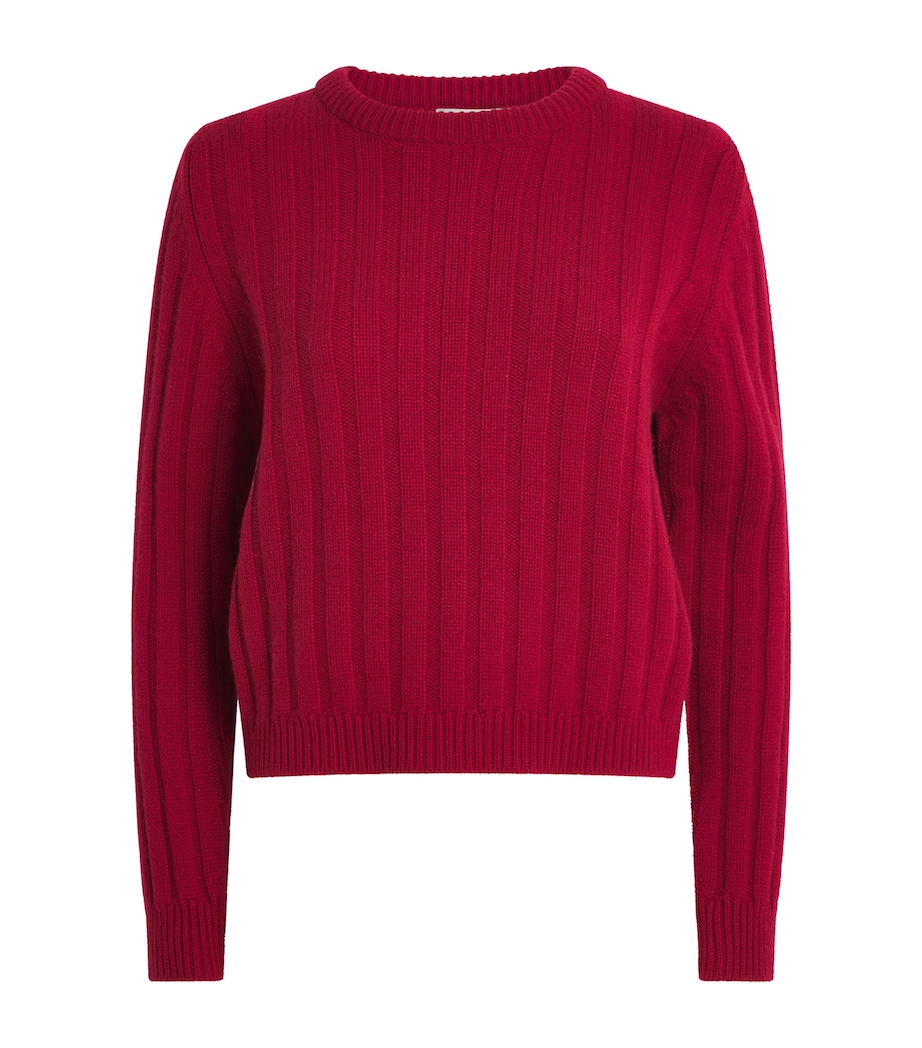 Johnstons Of Elgin Womens Cashmere Ribbed Lecht Sweater Claret Image 1