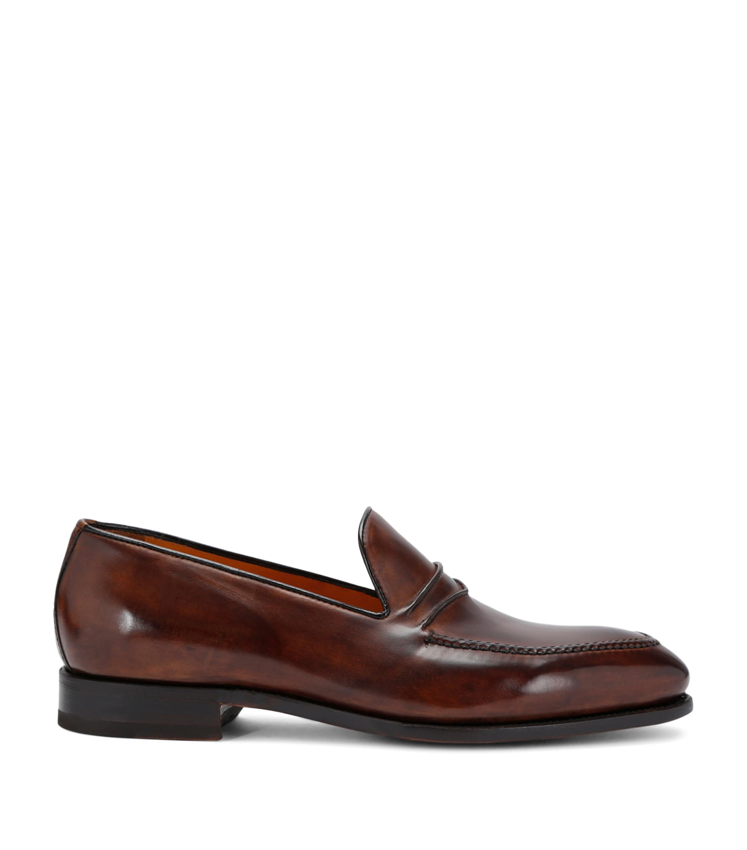 Bontoni Leather Schiaffino Loafers In Brown