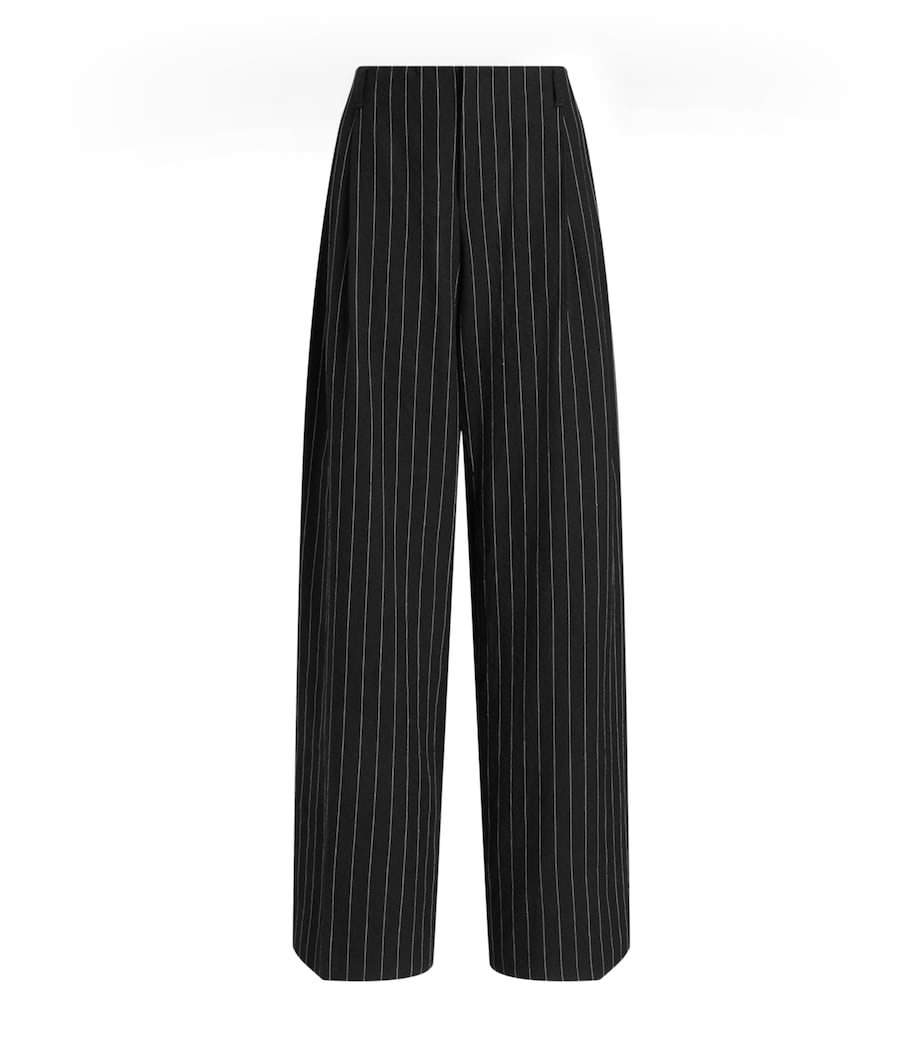 Dolce&Gabbana Womens Virgin Wool-Linen Pinstripe Trousers Stri Image 1