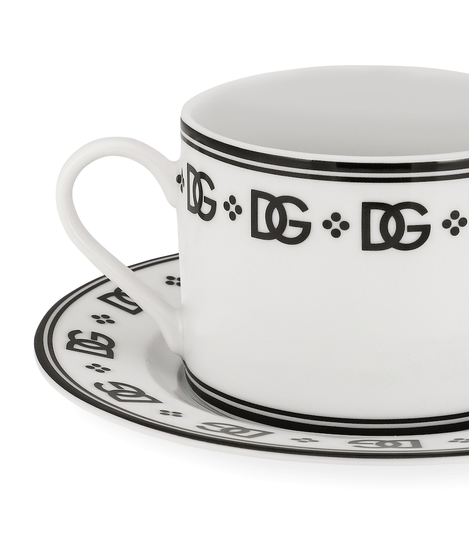 DG Logo Teacups and Saucers (Set of 2) U0082-DG LOGO BORDO Image 3