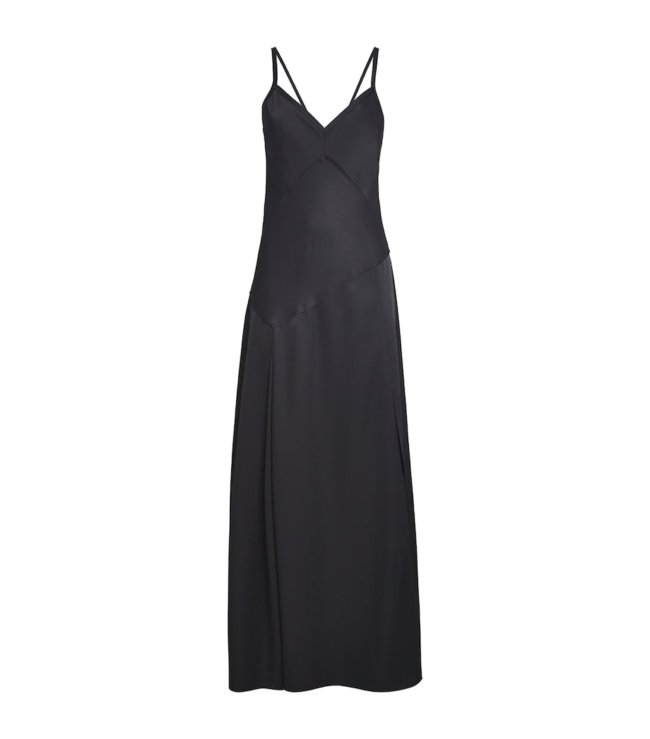 Satin Slip Maxi Dress BLACK Image 1