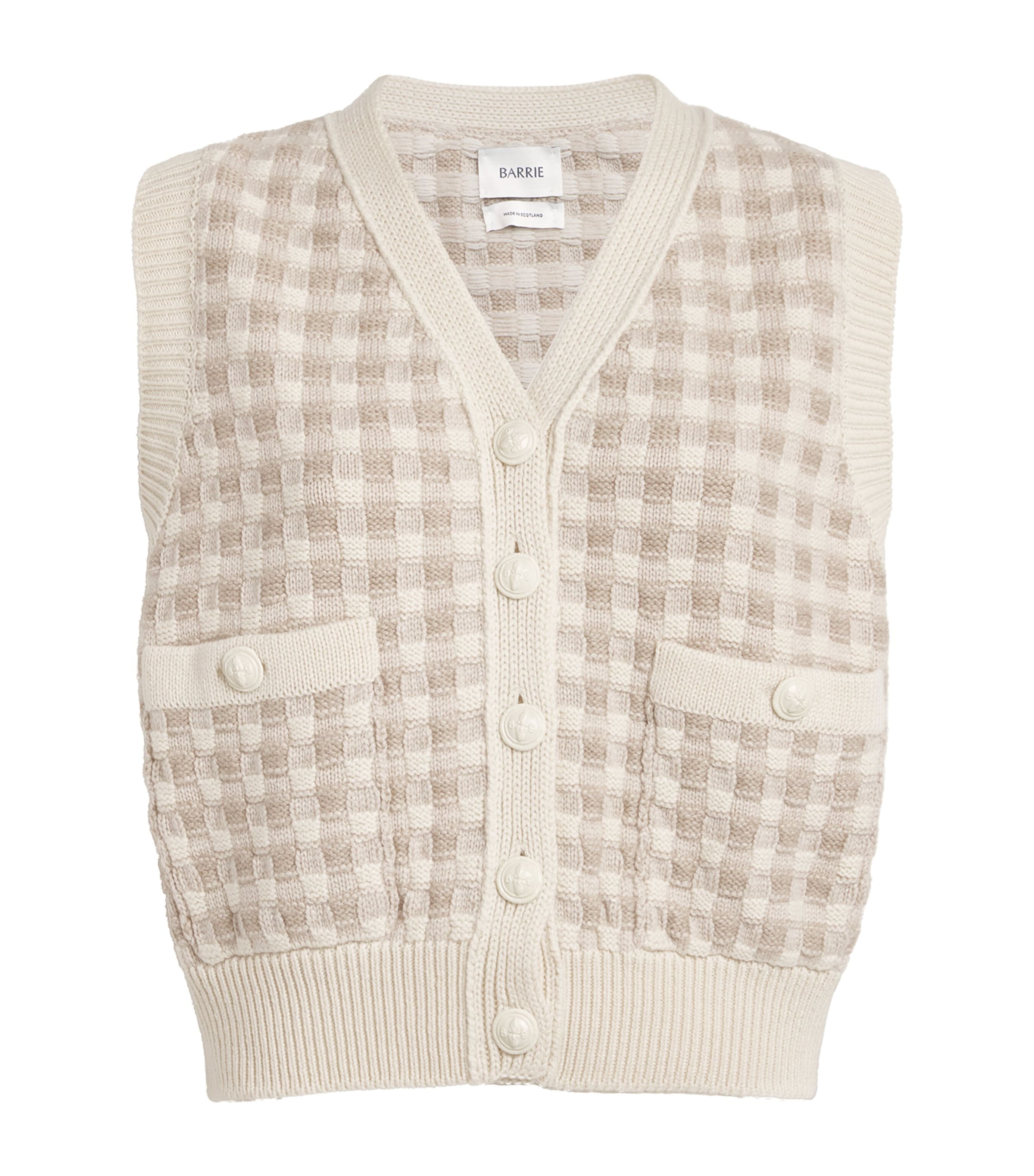 Shop Barrie Cashmere Gingham Sweater Vest In Ivory