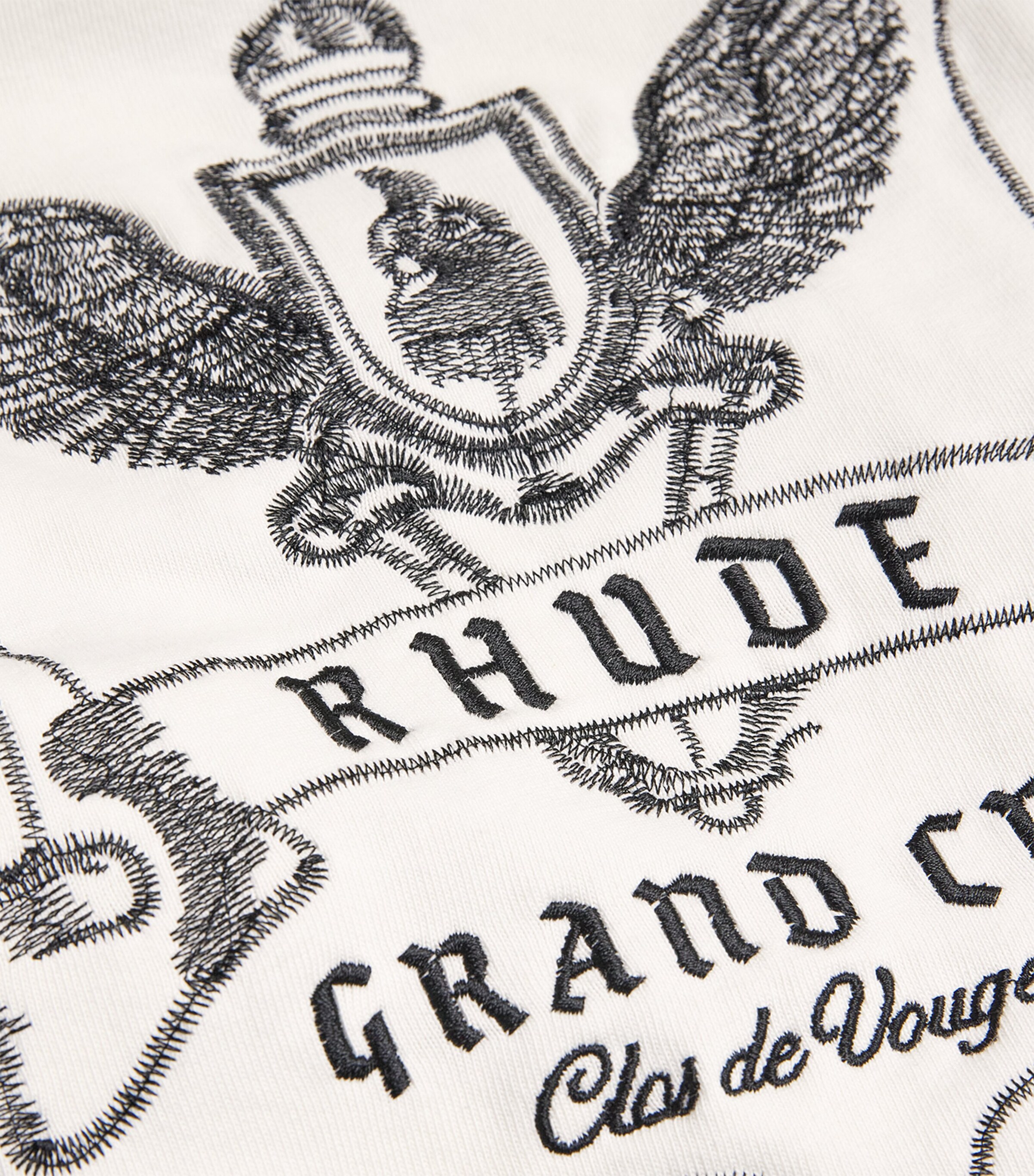 Rhude Mens Cotton Long-Sleeve Crest T-Shirt White/ Black Image 5