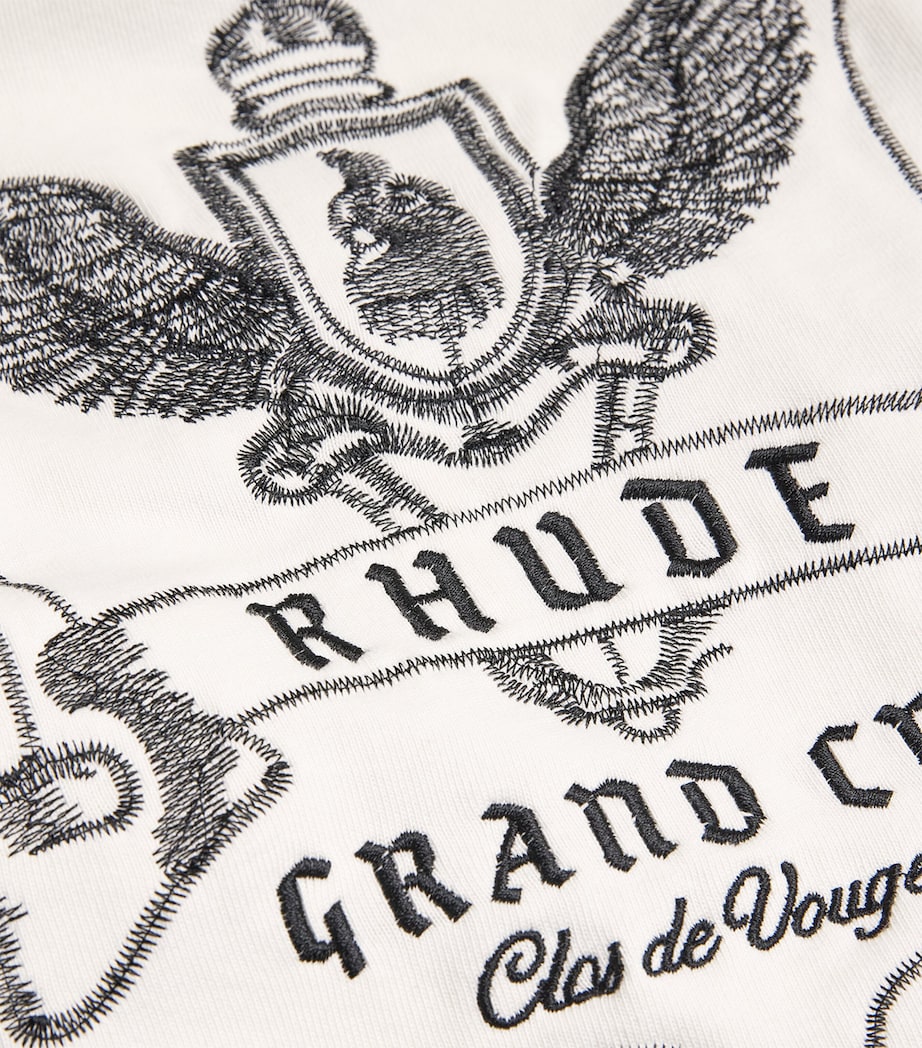 Rhude Mens Cotton Long-Sleeve Crest T-Shirt White/ Black Image 5