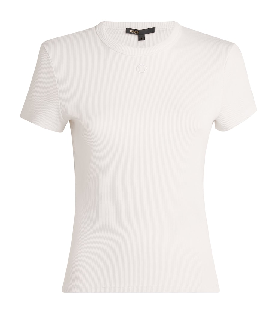 Stretch-Cotton Ribbed T-Shirt WHITE Image 1