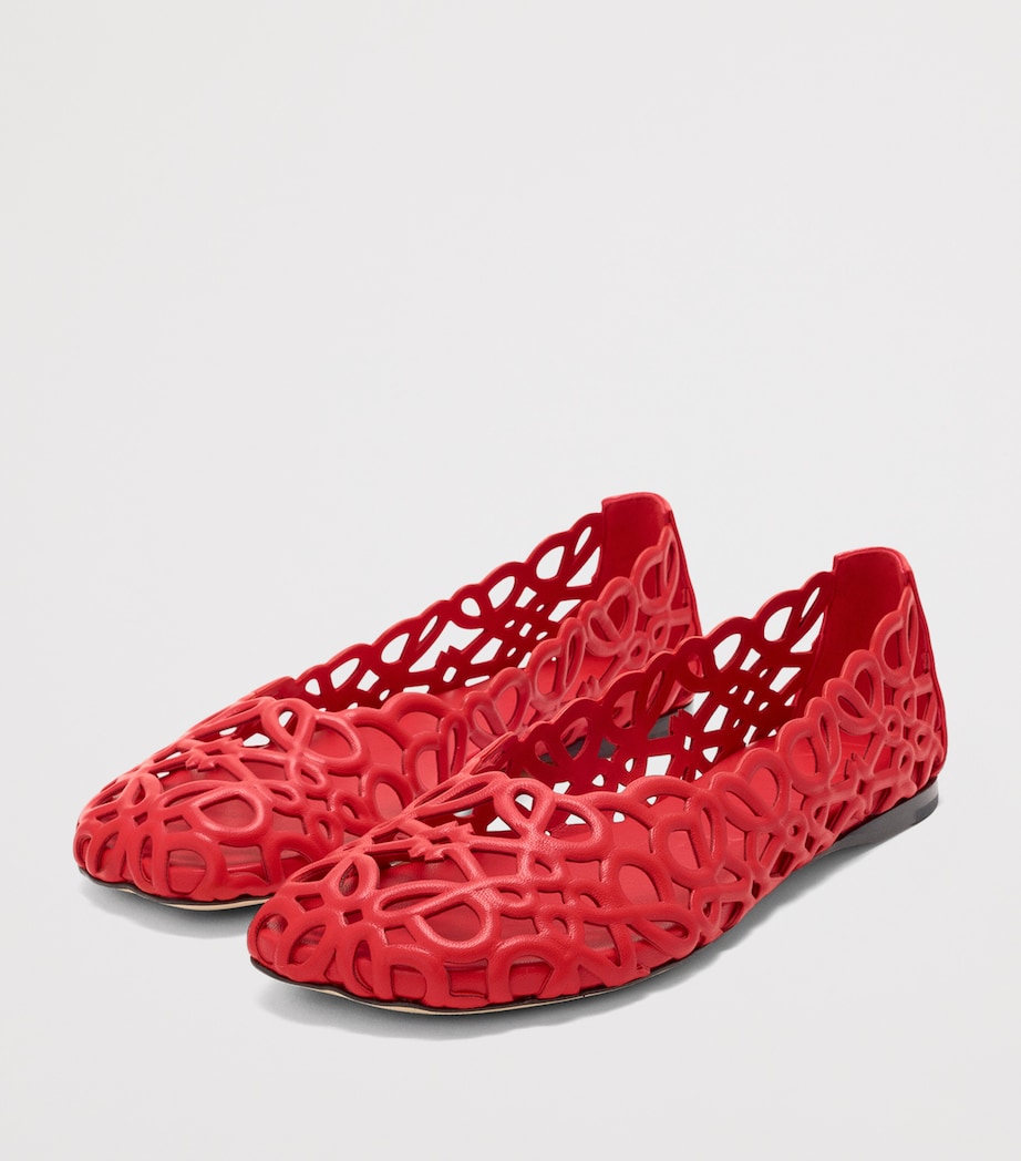 LOEWE Leather Petal Anagram Ballet Flats Red Image 2