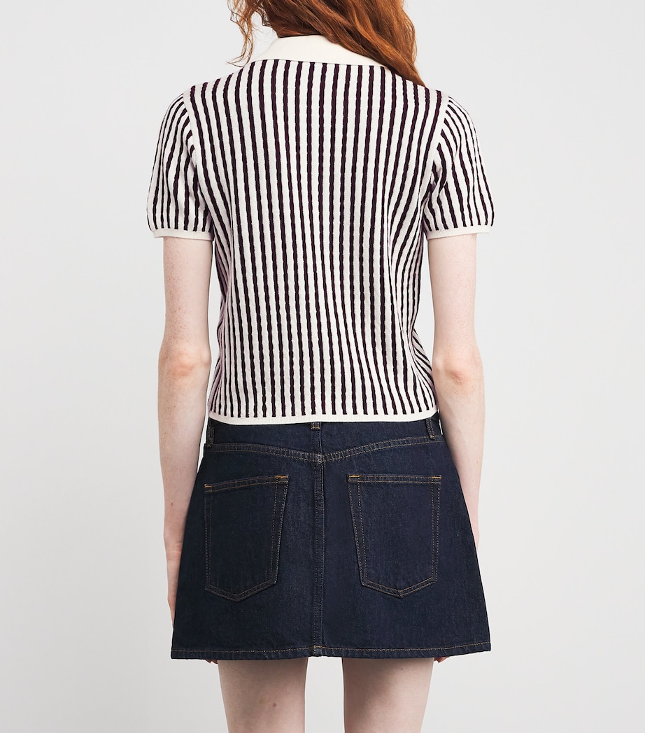 Cashmere-Silk Stripe The Cable Polo Shirt BURGUNDY MULTI Image 4