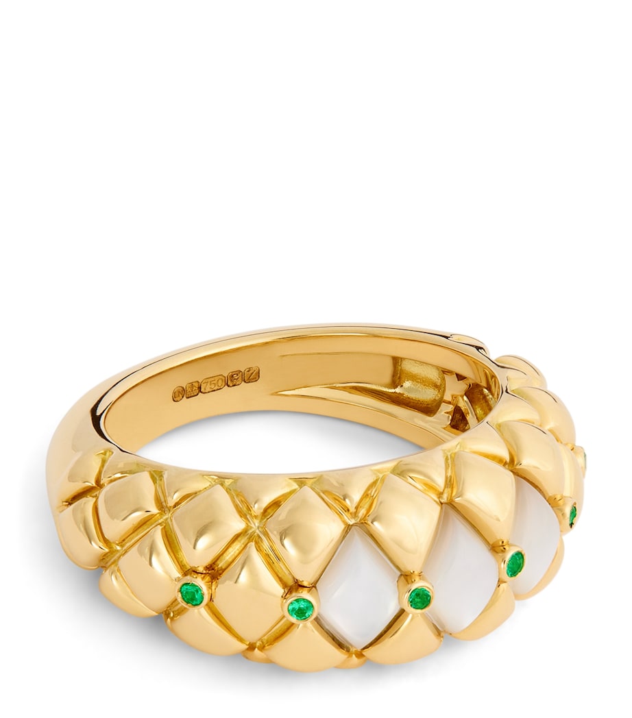Yellow Gold, Diamond and Emerald Bond Street Curve Ring YELLOW GOLD Image 1