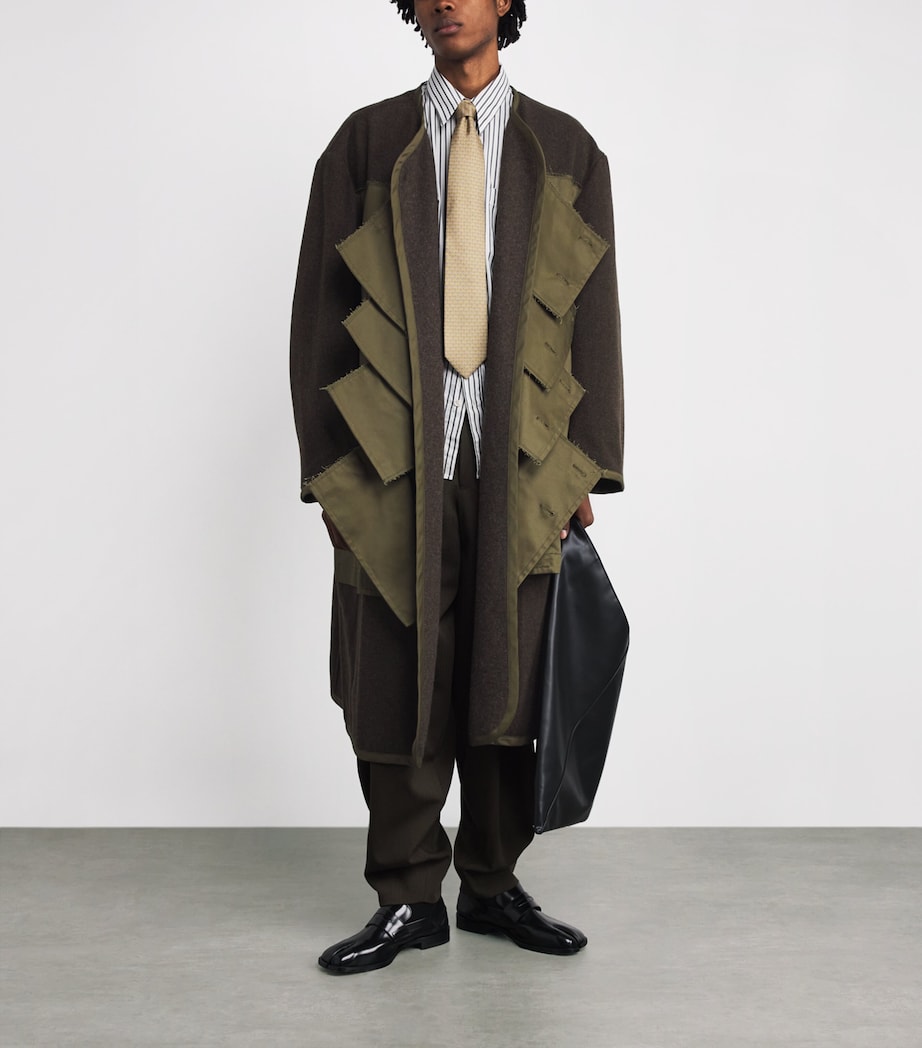 Wool-Blend Layered Overcoat KHAKI X KHAKI Image 2