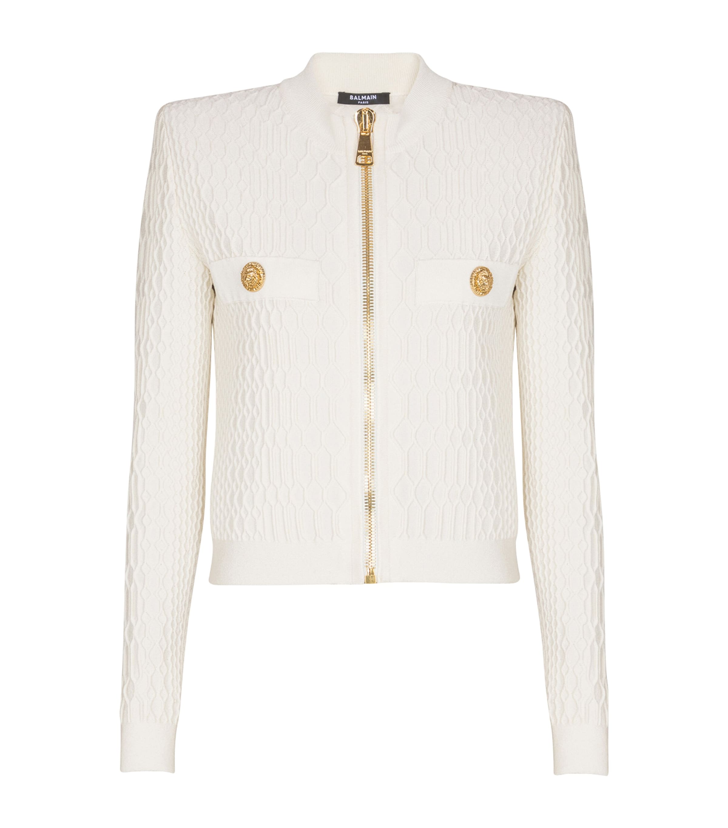 Balmain Crocodile-knit Cardigan In Brown