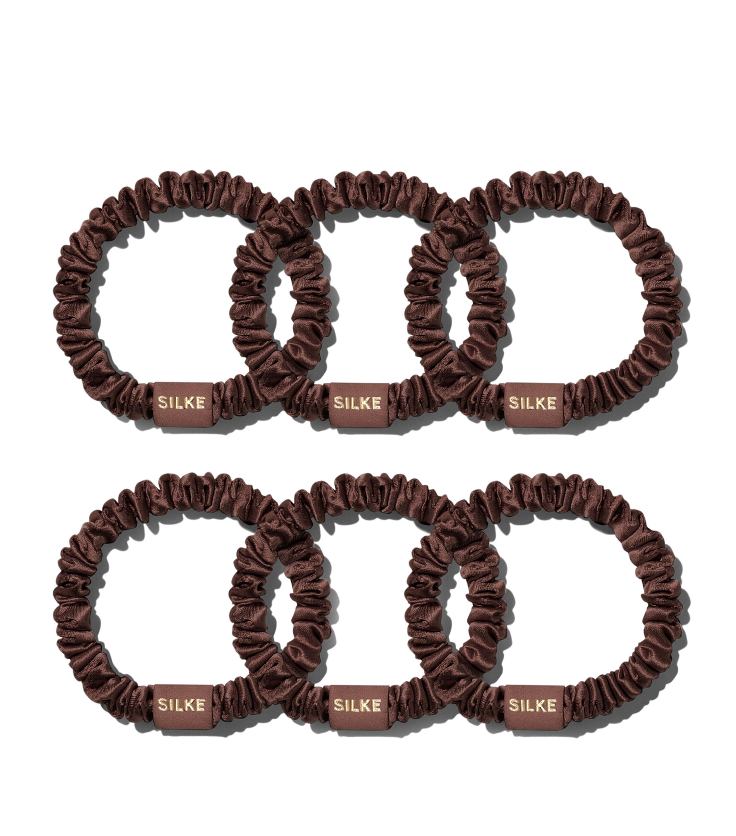 SILKE Mulberry Silk Hair Ties (Set of 6) Brown Image 2