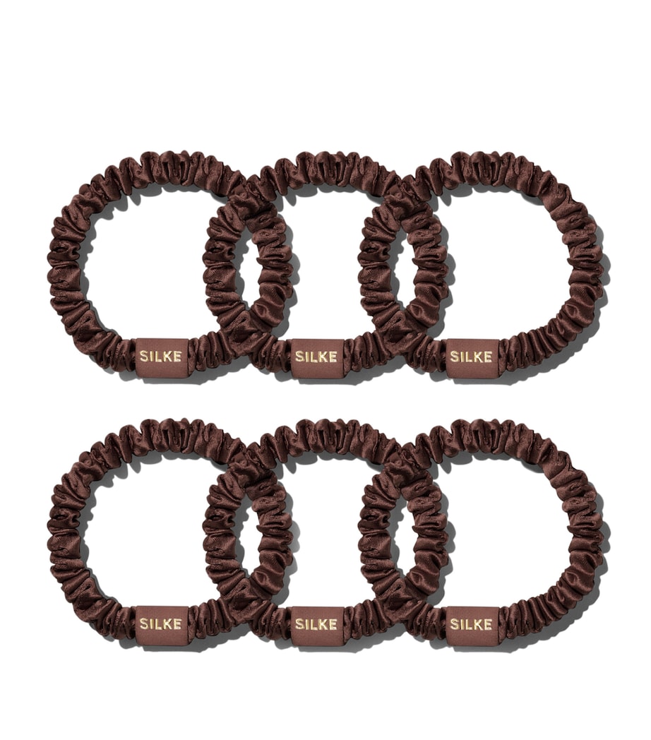 SILKE Mulberry Silk Hair Ties (Set of 6) Brown Image 2