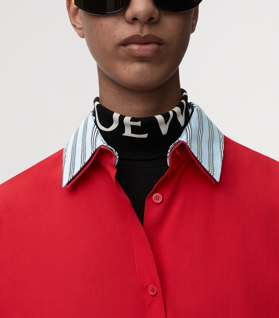 LOEWE Womens Stretch-Cotton Midi Shirt Dress Red Image 4