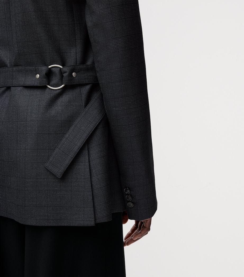 Wool Check Draped Blazer DARK GREY Image 5