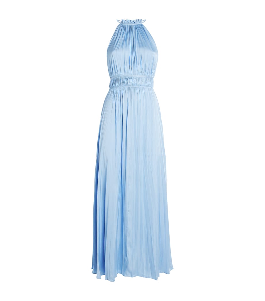 Satin Pleated Midi Dress BLUE SKY Image 1