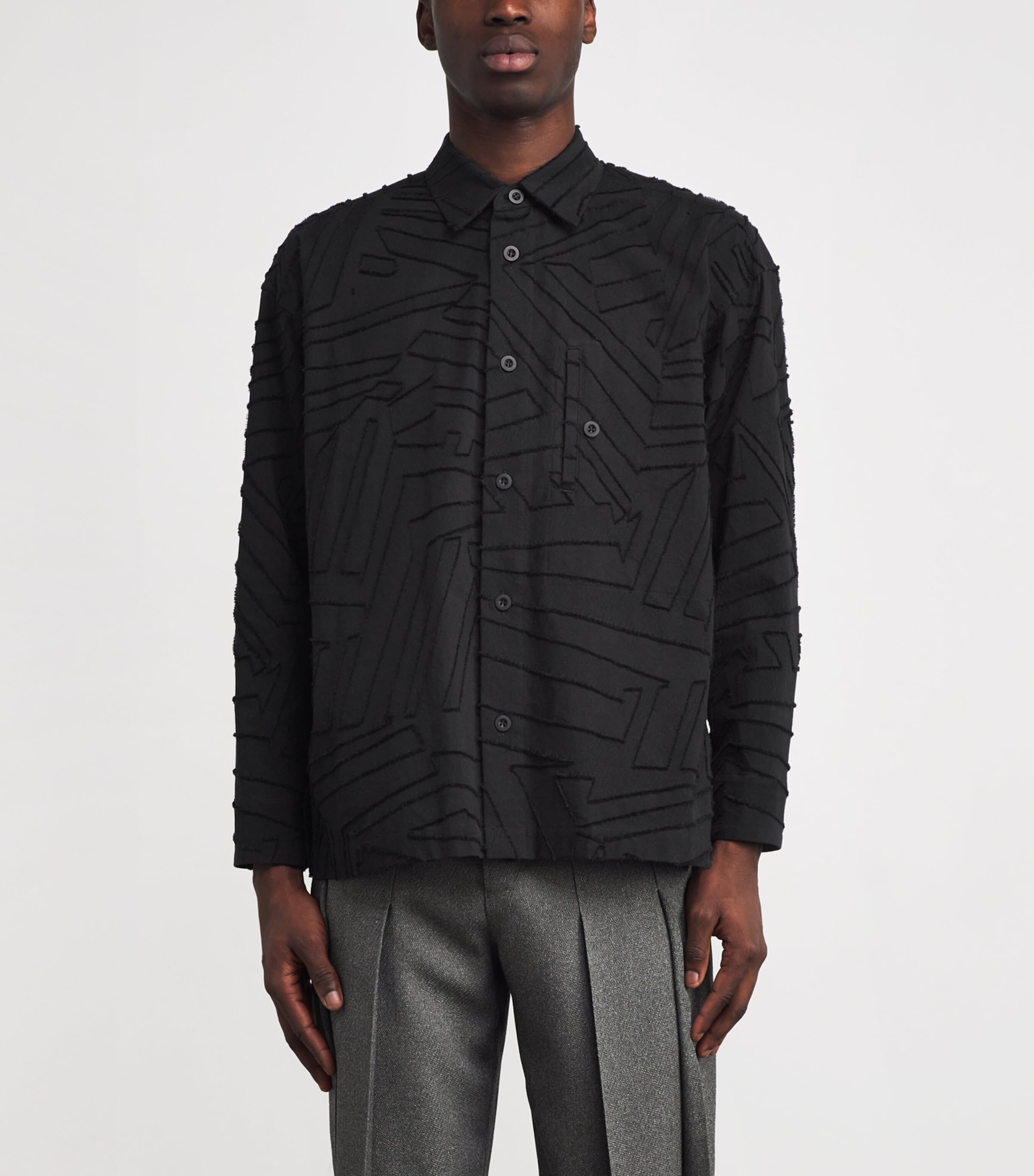 Geometry Jacquard Shirt 15-BLACK Image 3