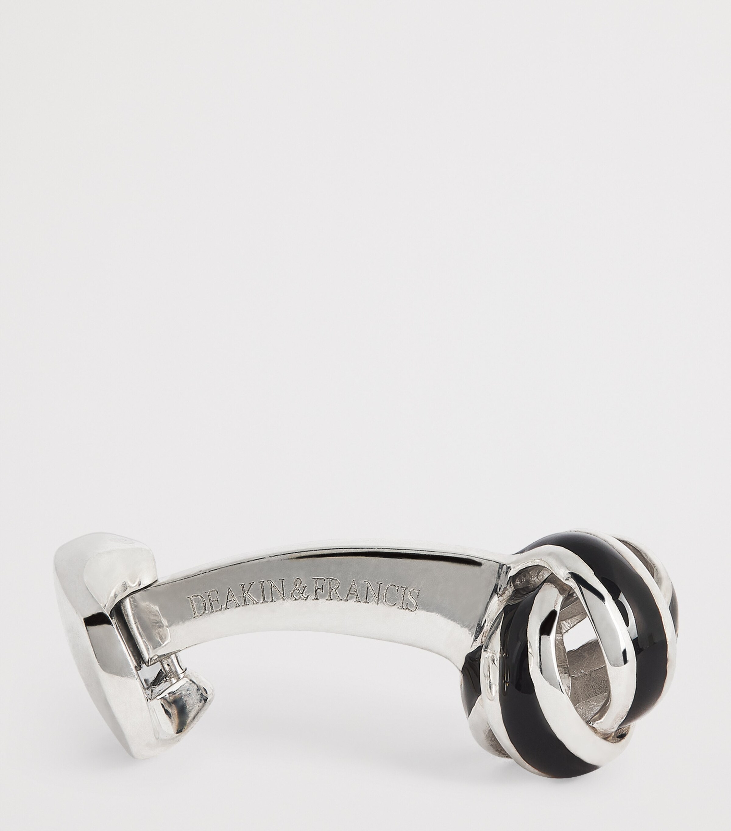 Deakin & Francis Sterling Silver and Enamel Knot Cufflinks Black Image 4