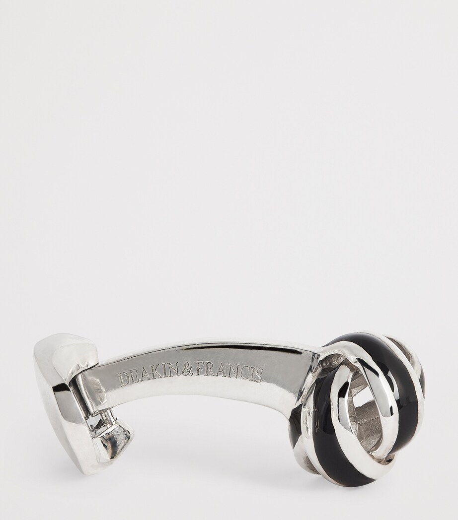 Sterling Silver and Enamel Knot Cufflinks BLACK Image 4