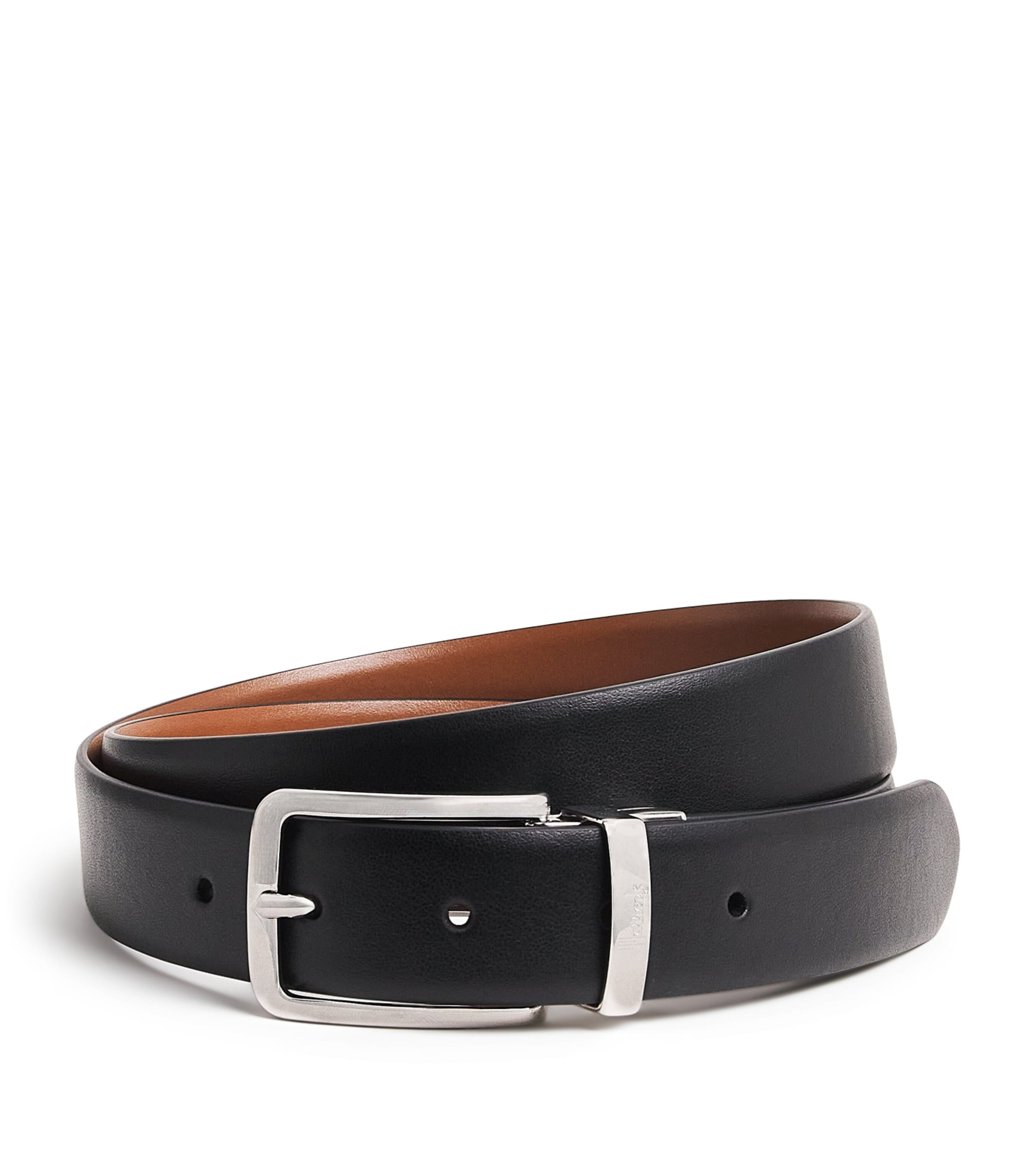 Harrods Leather Reversible Belt Black Image 1