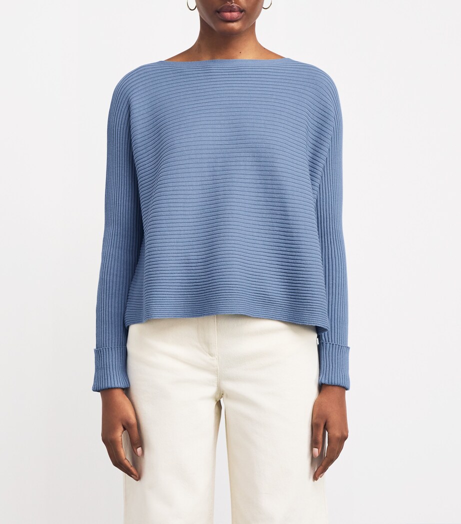 MAX&Co. Womens Ribbed Boat-Neck Sweater Avio Image 3