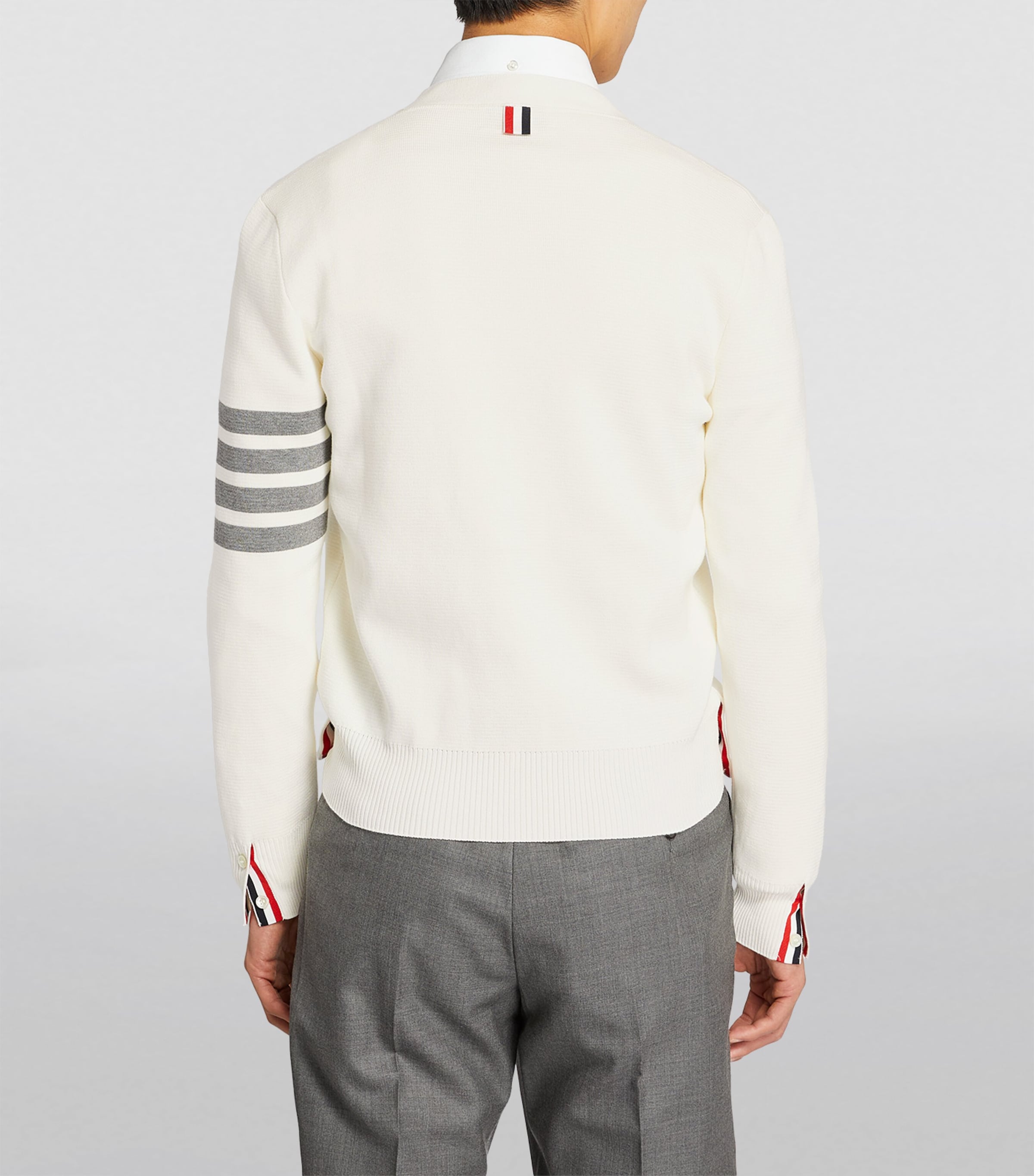 Cotton V-Neck Cardigan WHITE Image 4