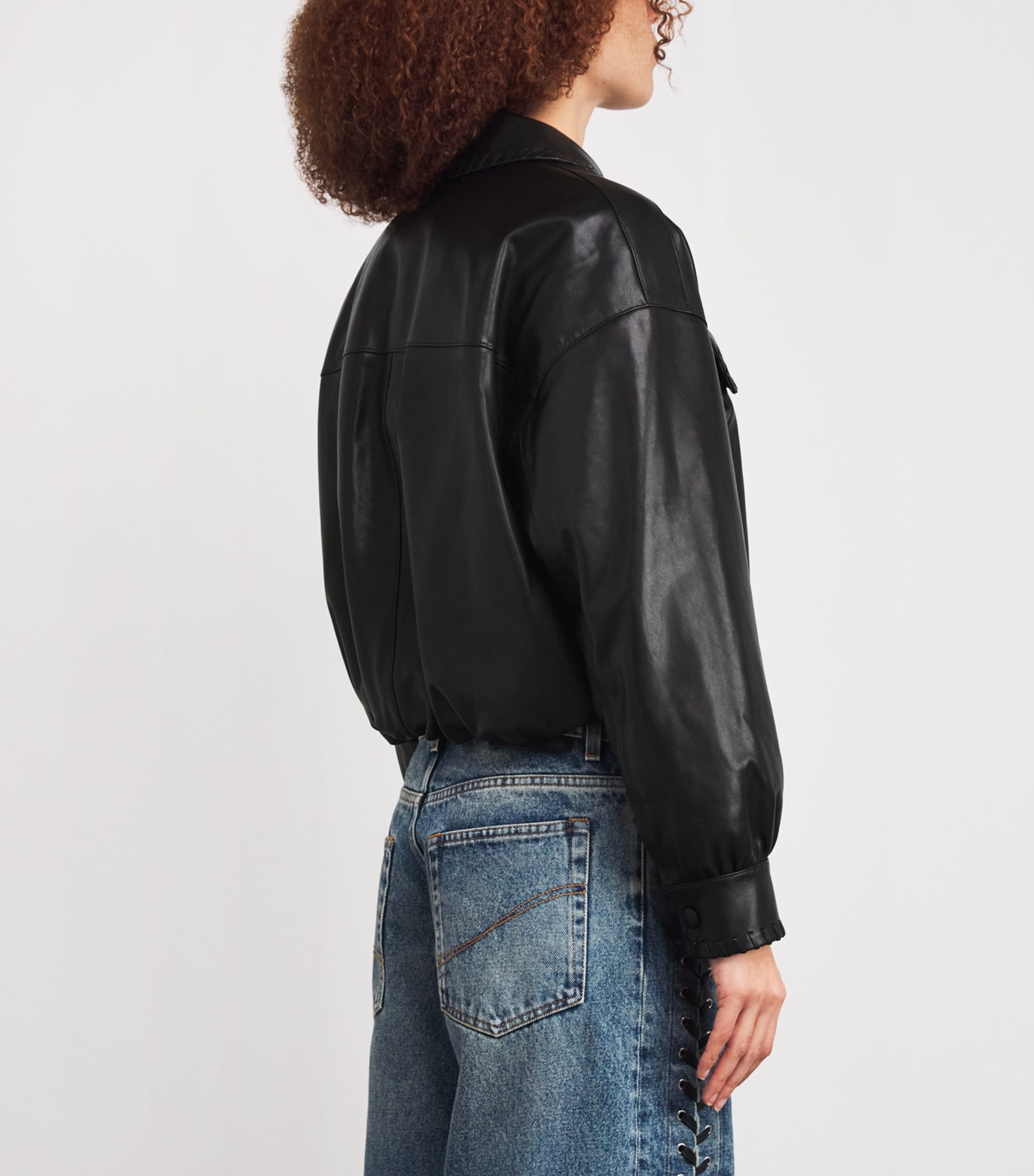 Bubble Leather Jacket BLK BLACK Image 4