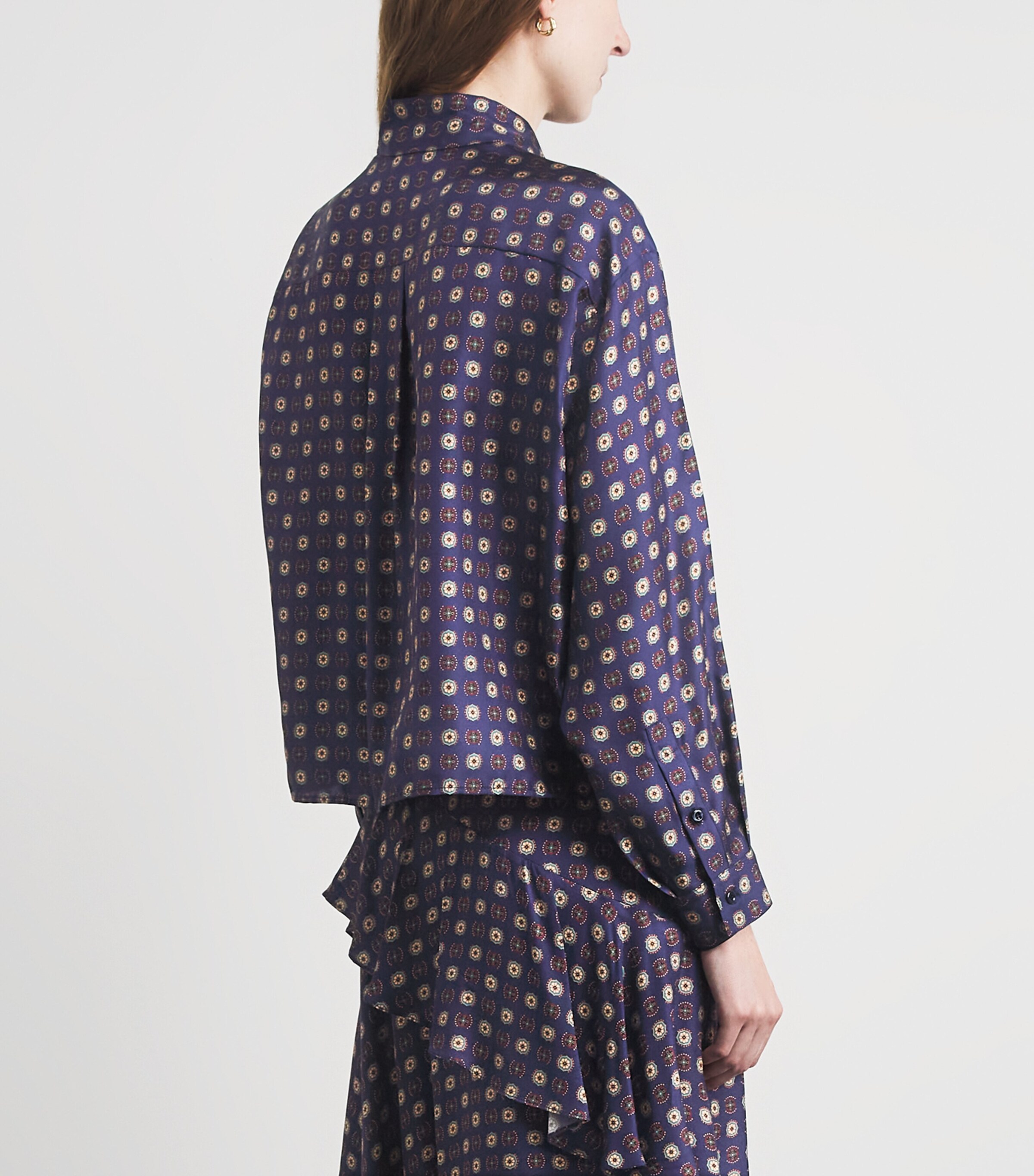 Claudie Pierlot Womens Silk Printed Shirt Navy Print Image 5