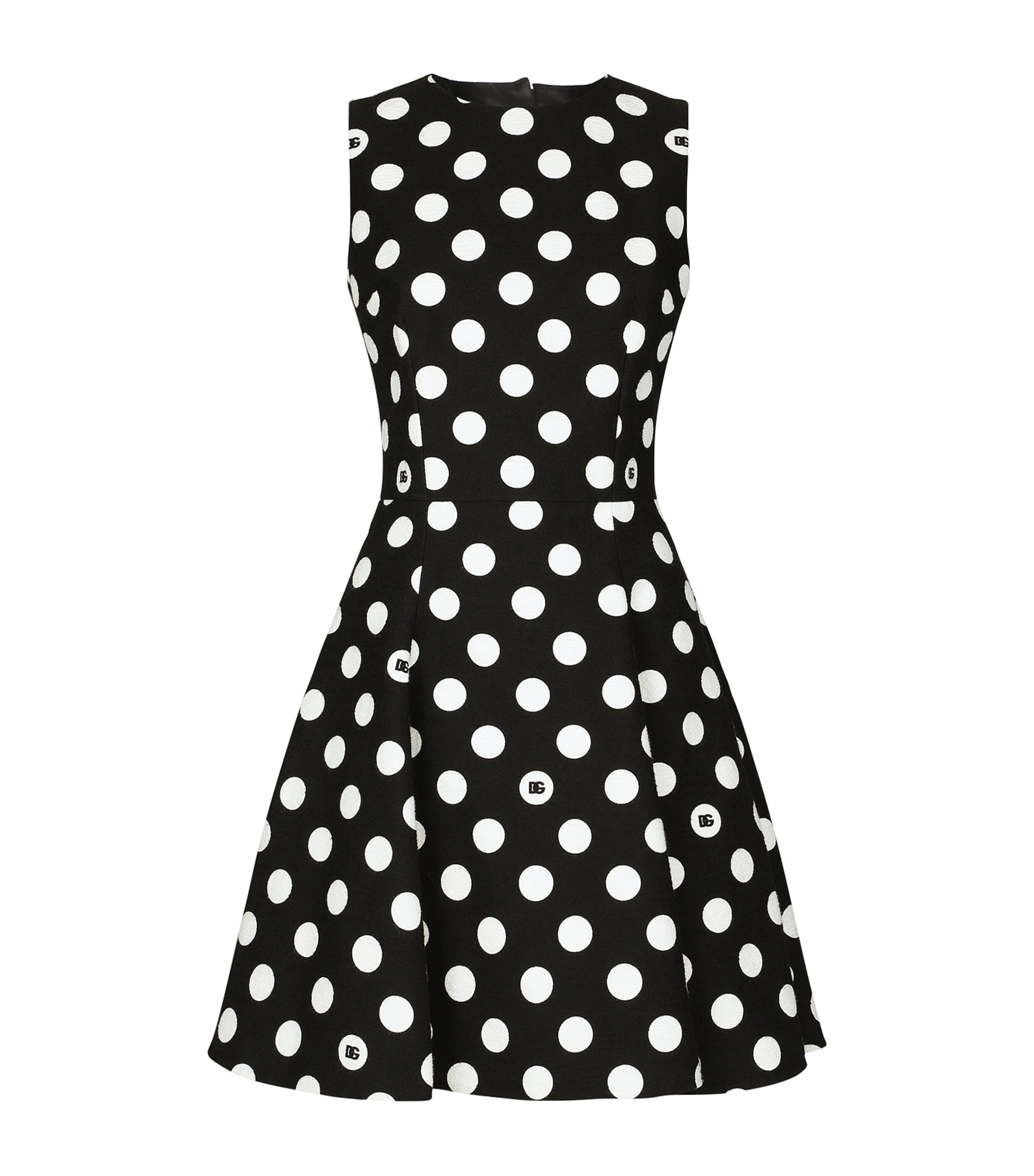 Dolce & Gabbana Polka-dot Mini Dress In Black