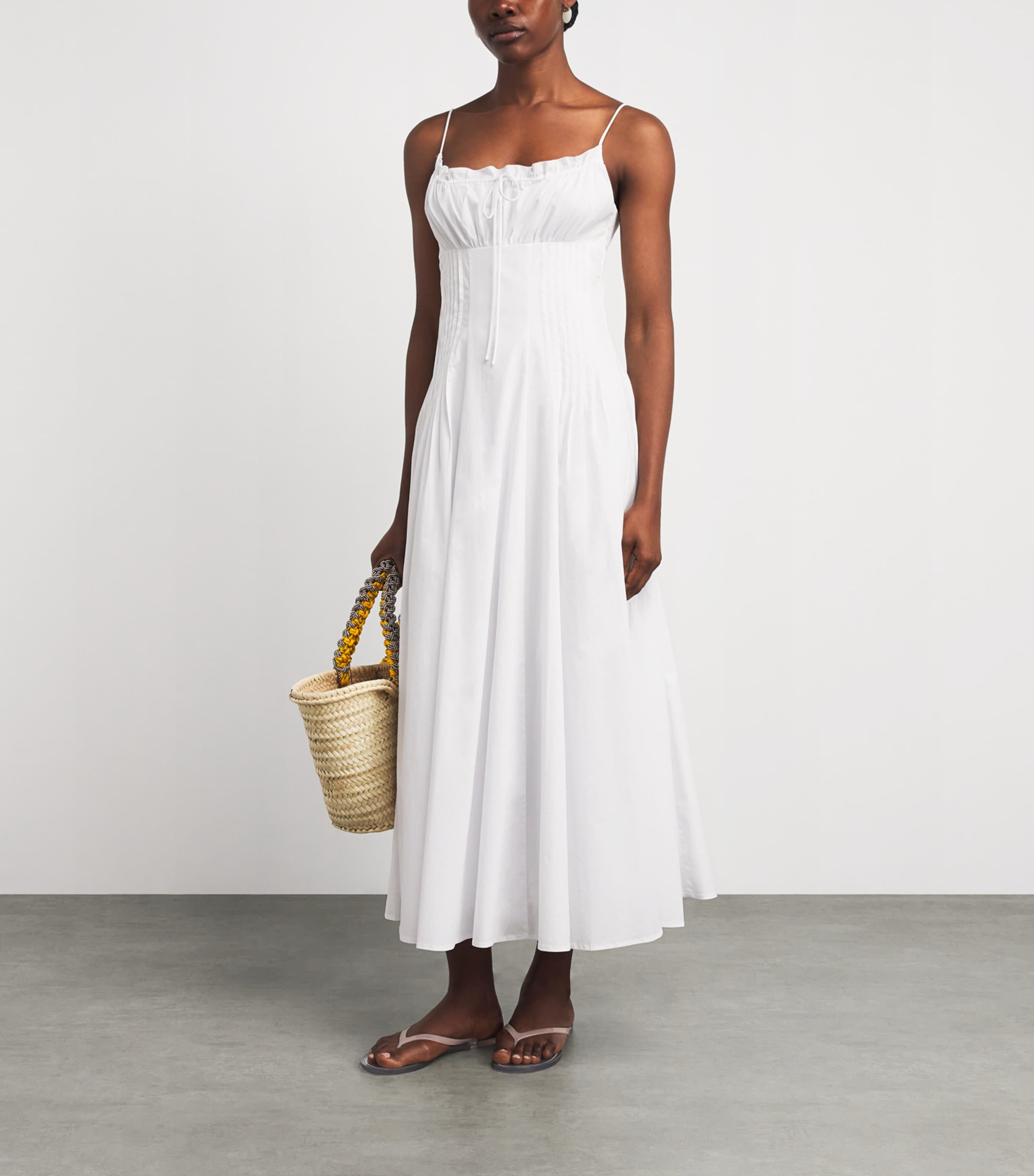 STAUD Womens Margi Midi Dress Wht White Image 2
