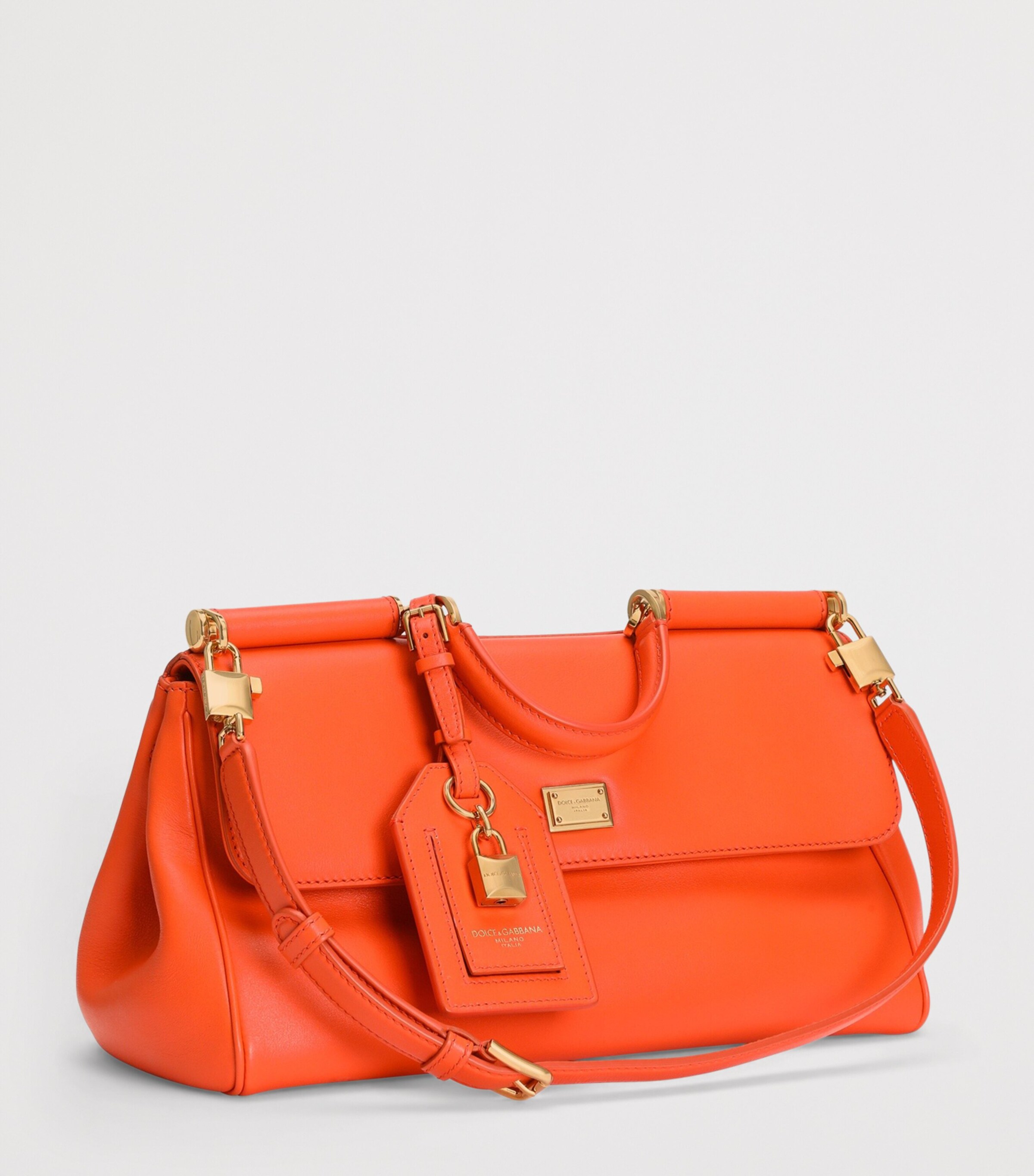 Dolce&Gabbana Leather My Sicily Top-Handle Bag Orange Image 9
