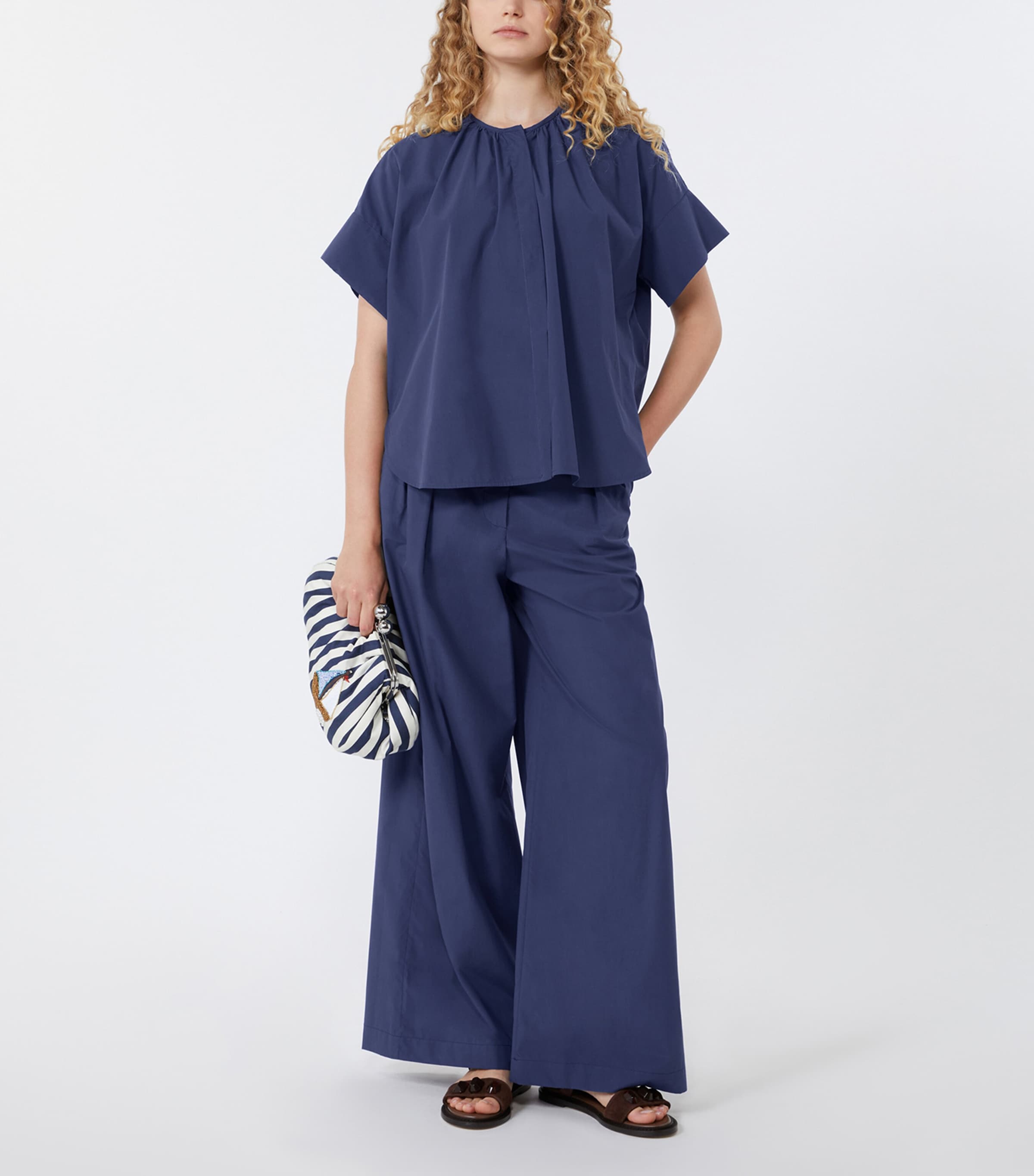 Cotton Poplin Blouse NAVY Image 5