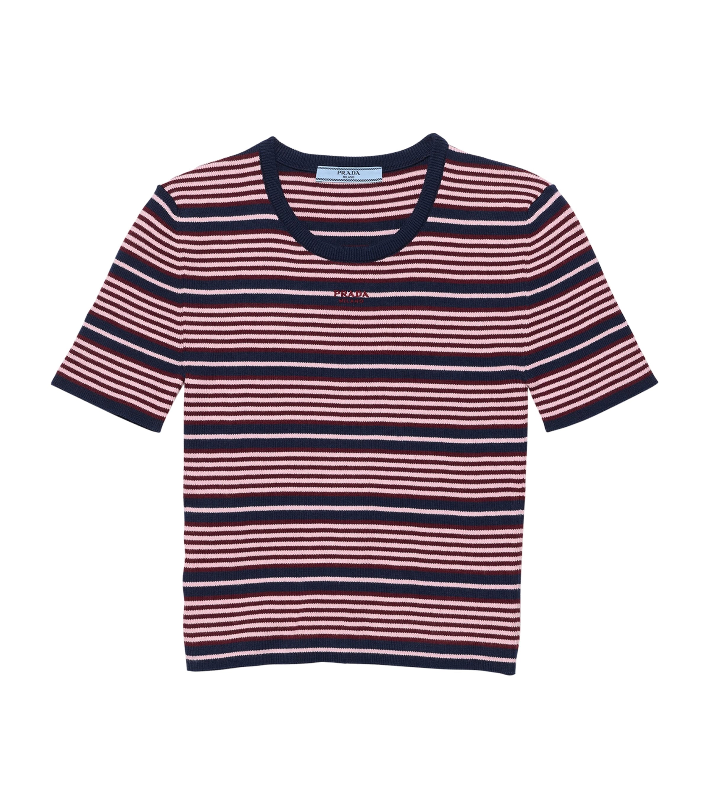 Prada Womens Stretch-Cotton Stripe T-Shirt Image 1