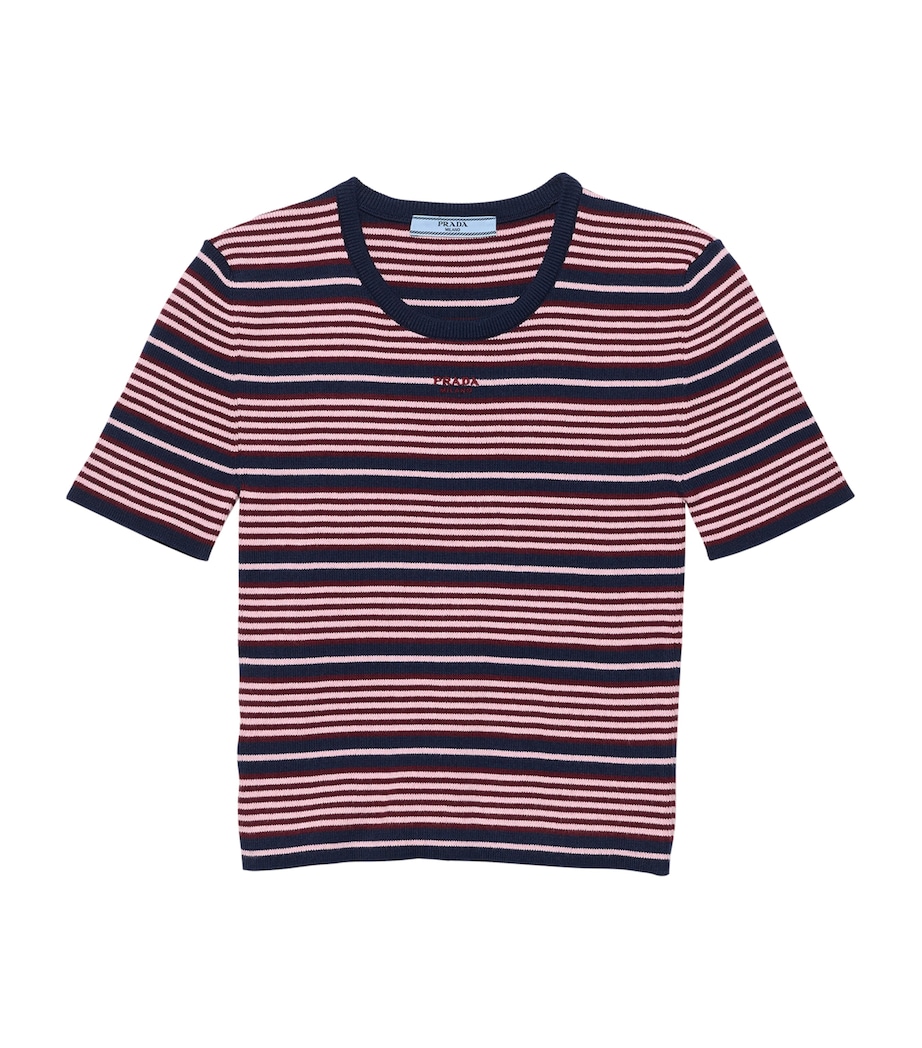 Prada Womens Stretch-Cotton Stripe T-Shirt Image 1
