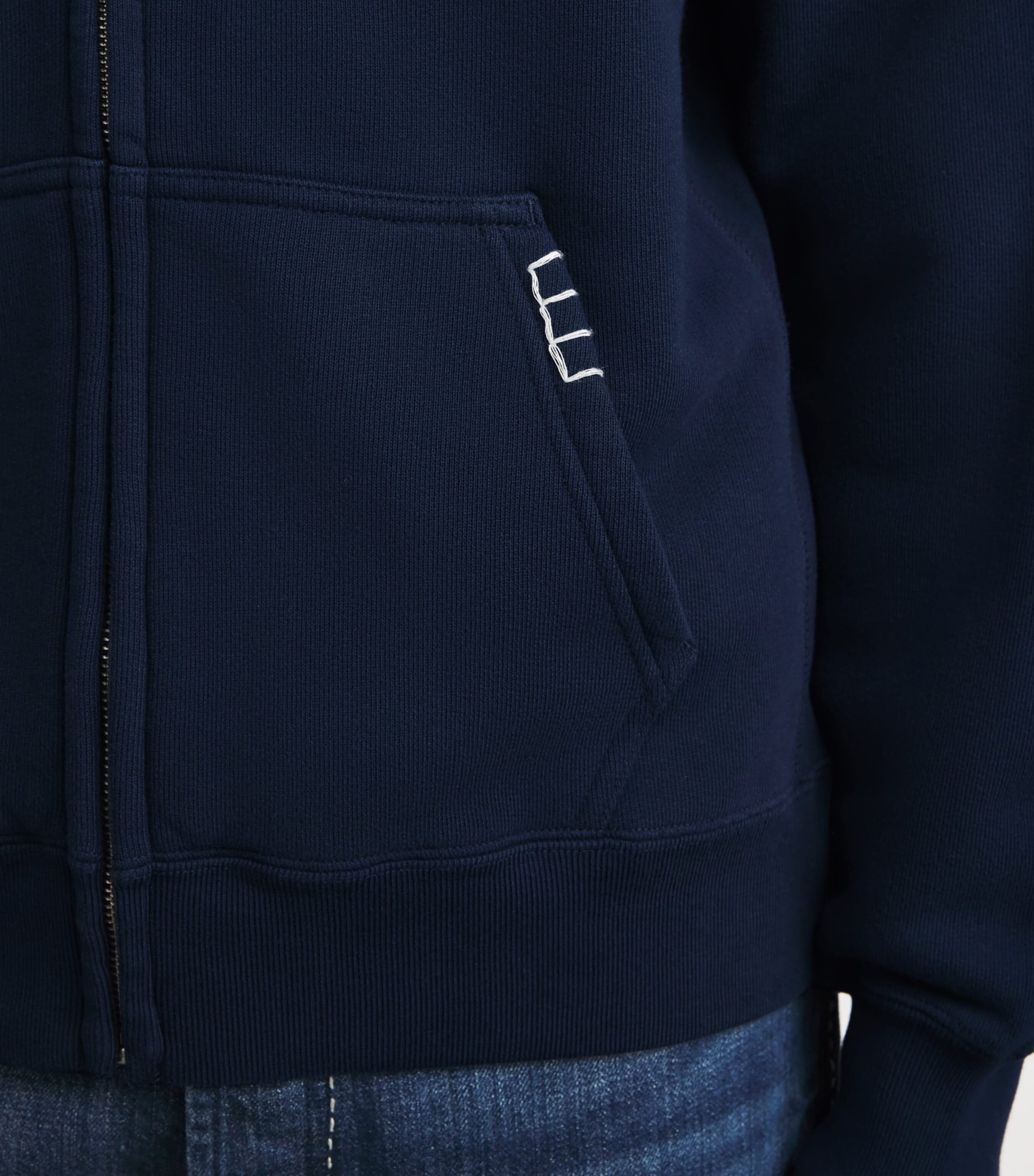 JW Anderson Mens Cotton Zip-Up Hoodie Navy Image 3